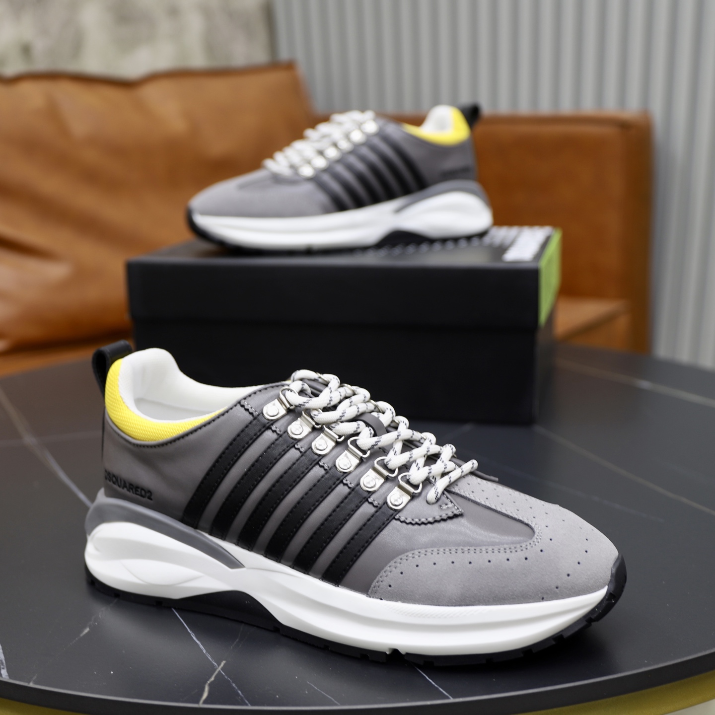 Dsquared2 Men's Gray Leather Lace-Up Sneakers - Fashionable and Comfortable 9 i1743955811251 224 0 7