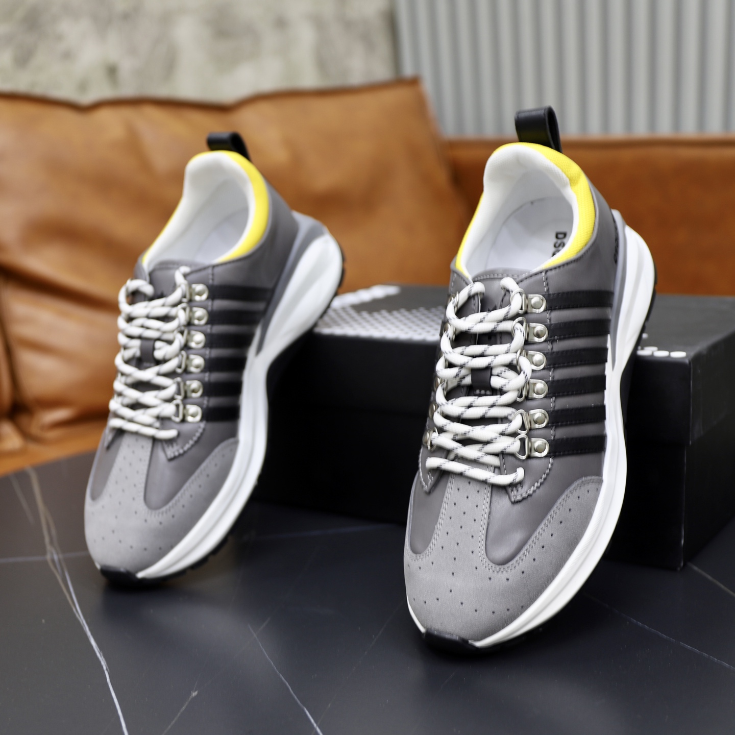 Dsquared2 Men's Gray Leather Lace-Up Sneakers - Fashionable and Comfortable 7 i1743955811277 6985 0 5