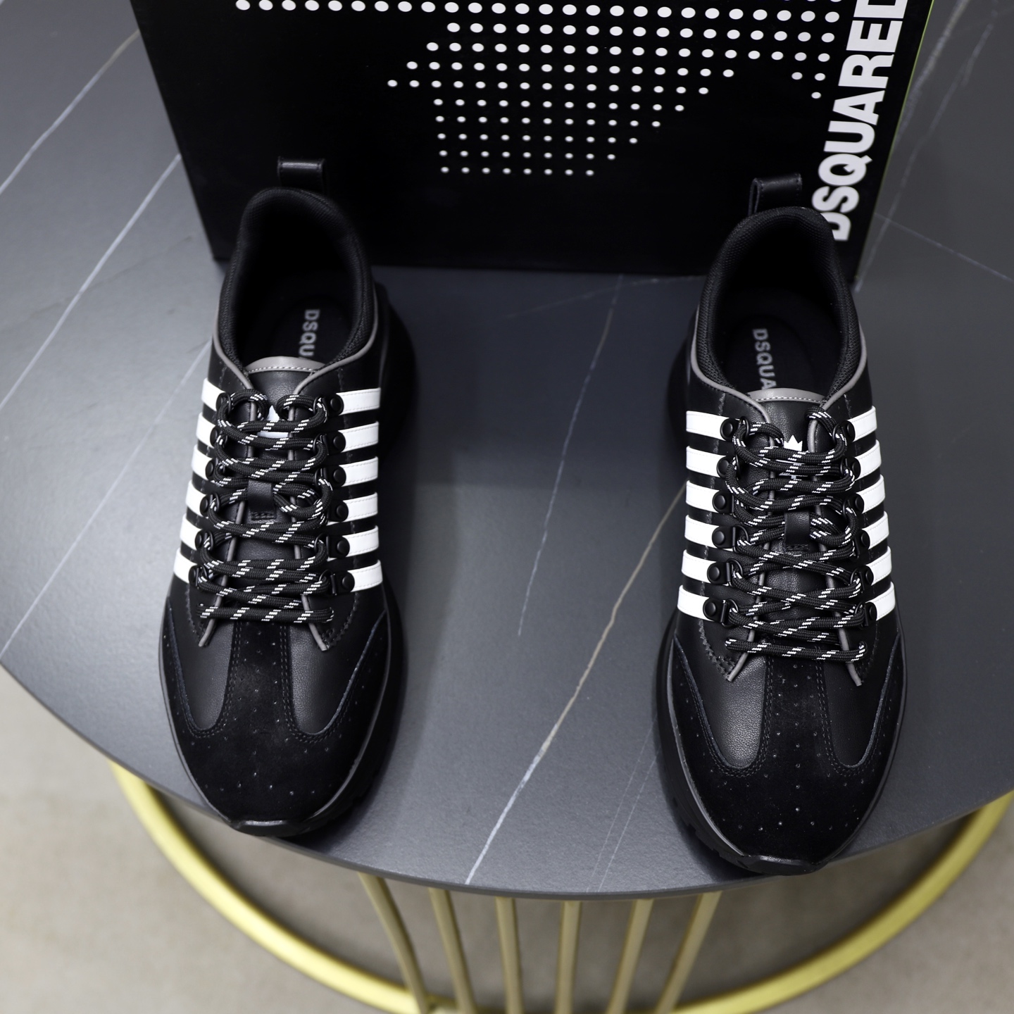 Dsquared2 Men's Black Leather & Fabric Fashion Sneakers - Size 39-45 1 Dsquared2 Men's Black Leather & Fabric Fashion Sneakers - Size 39-45