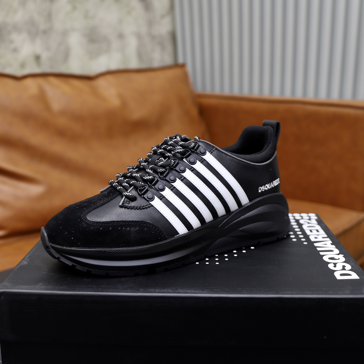 Dsquared2 Men's Black Leather & Fabric Fashion Sneakers - Size 39-45 5 i1743955822774 5551 0 3