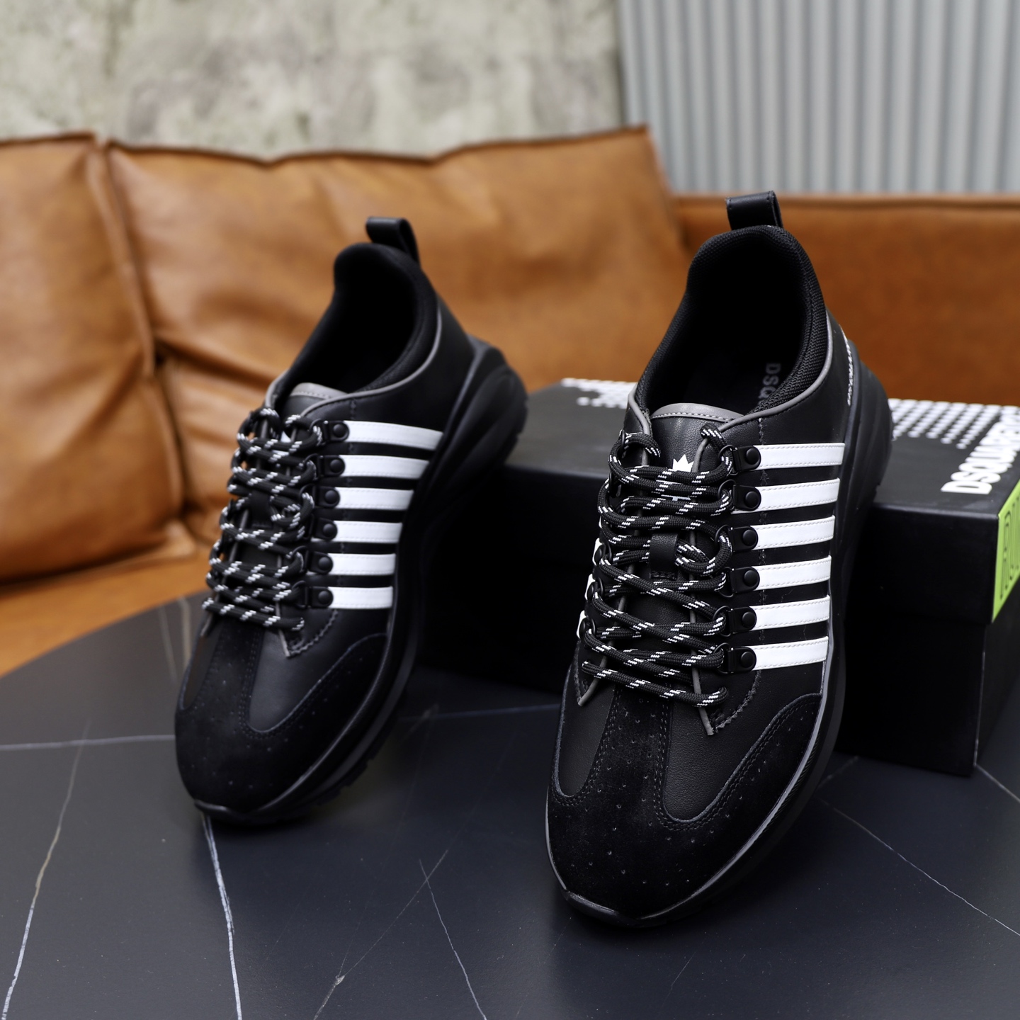 Dsquared2 Men's Black Leather & Fabric Fashion Sneakers - Size 39-45 7 i1743955824760 4240 0 5