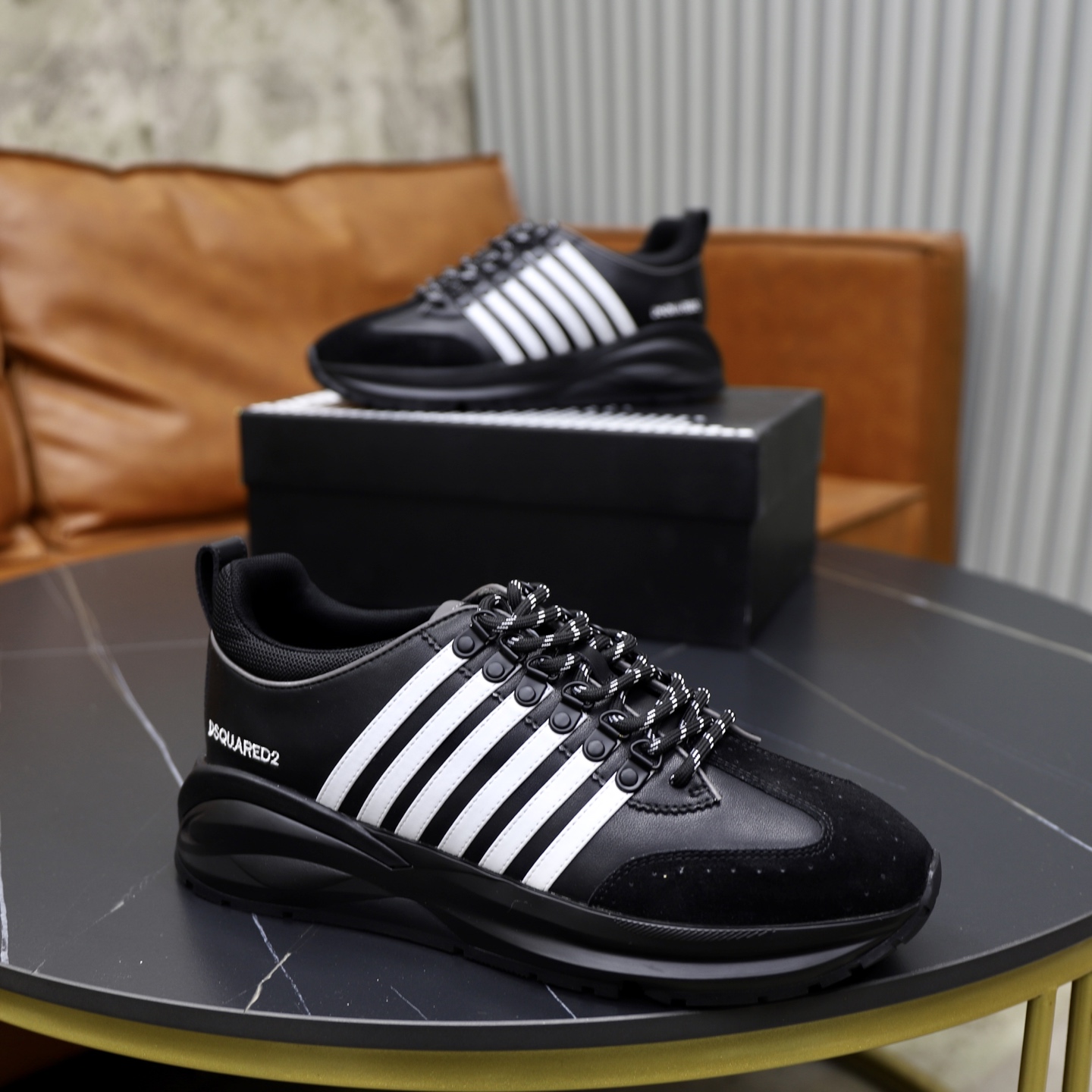 Dsquared2 Men's Black Leather & Fabric Fashion Sneakers - Size 39-45 9 i1743955824850 4176 0 7