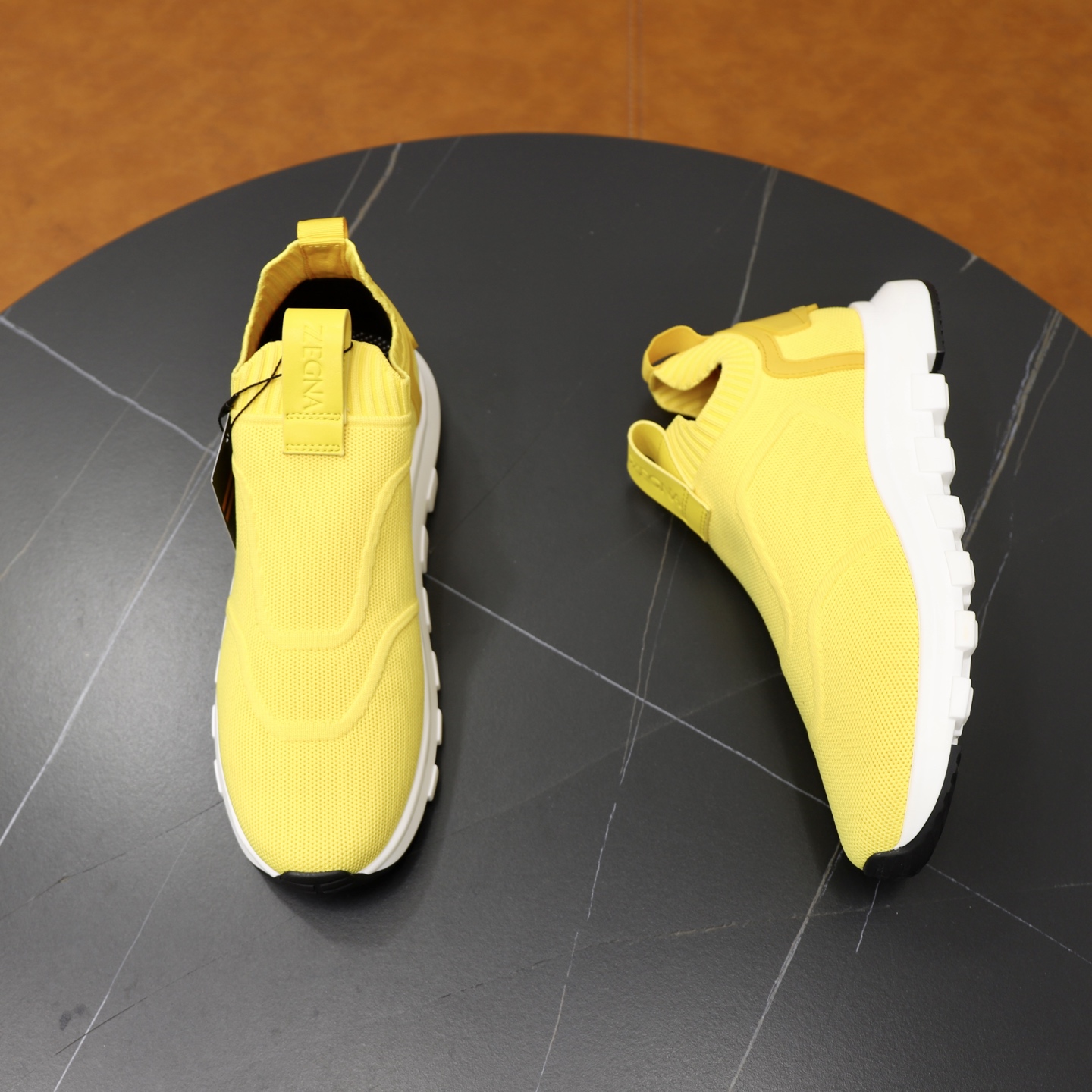 Zegna Men's Yellow Knit Slip-On Sneakers with Breathable Mesh Lining 8 i1744214534710 3959 0 6