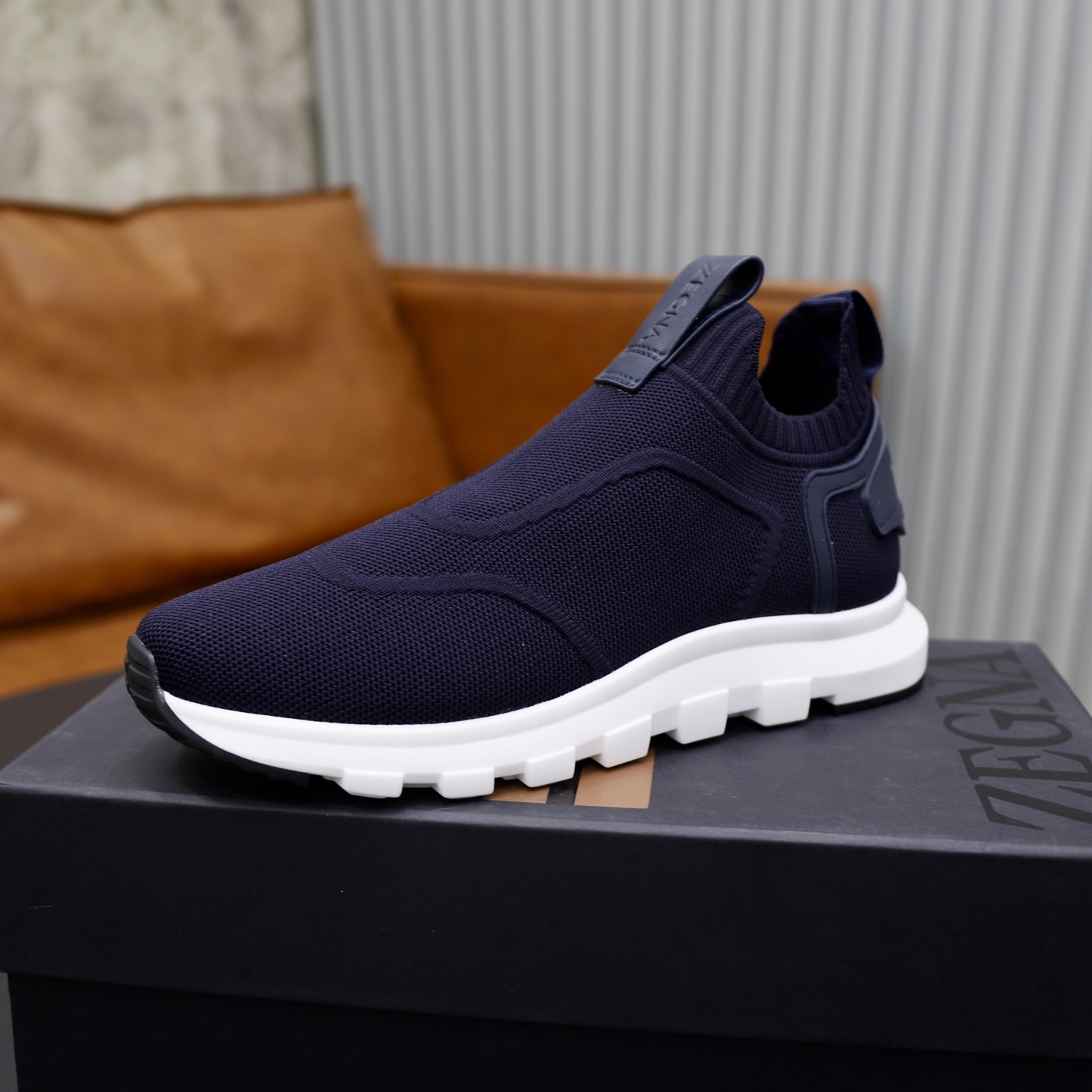 Zegna Men's Navy Blue Knit Slip-On Sneakers with TPU Sole - Size 38-44 5 i1744214664522 1325 0 3