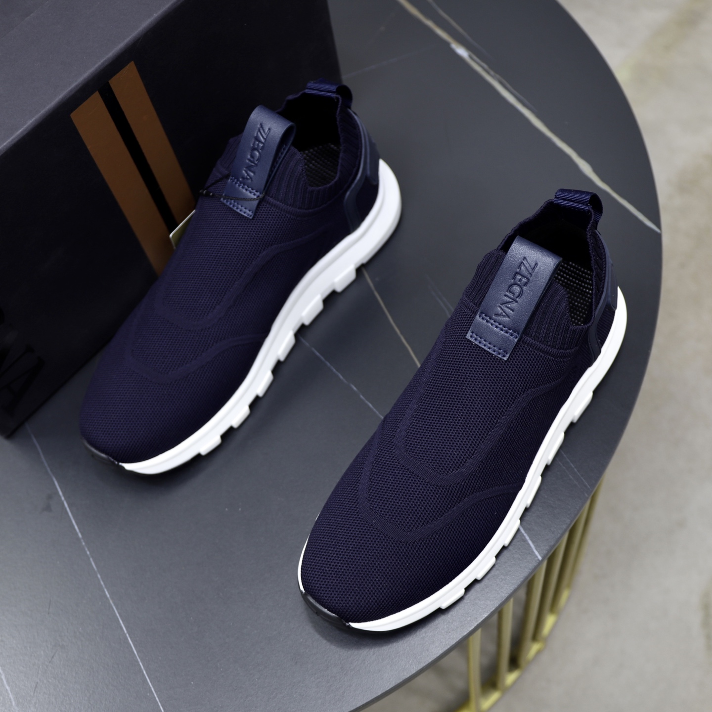 Zegna Men's Navy Blue Knit Slip-On Sneakers with TPU Sole - Size 38-44 3 i1744214664536 9825 0 1