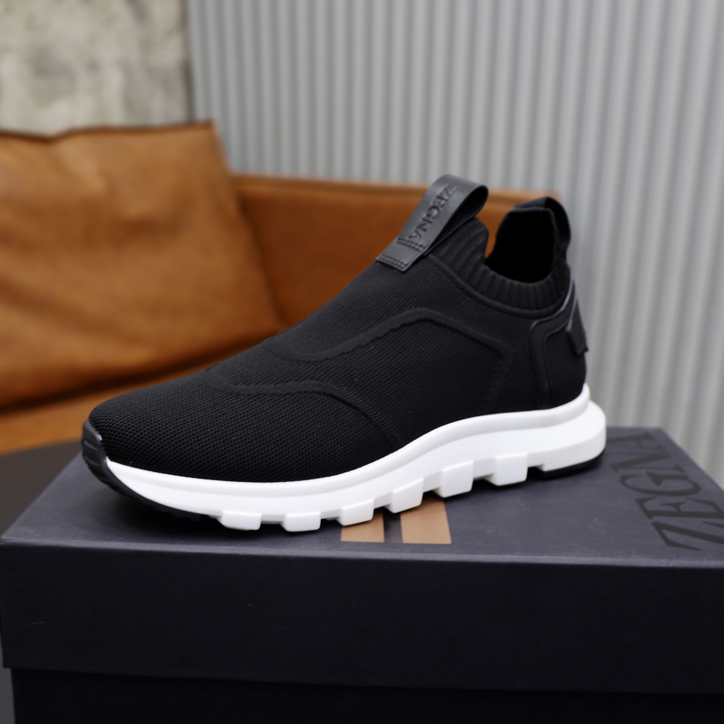 Zegna Men's Black Wool Blend Knit Slip-On Sneakers - Comfortable & Stylish 5 i1744214712202 6229 0 3
