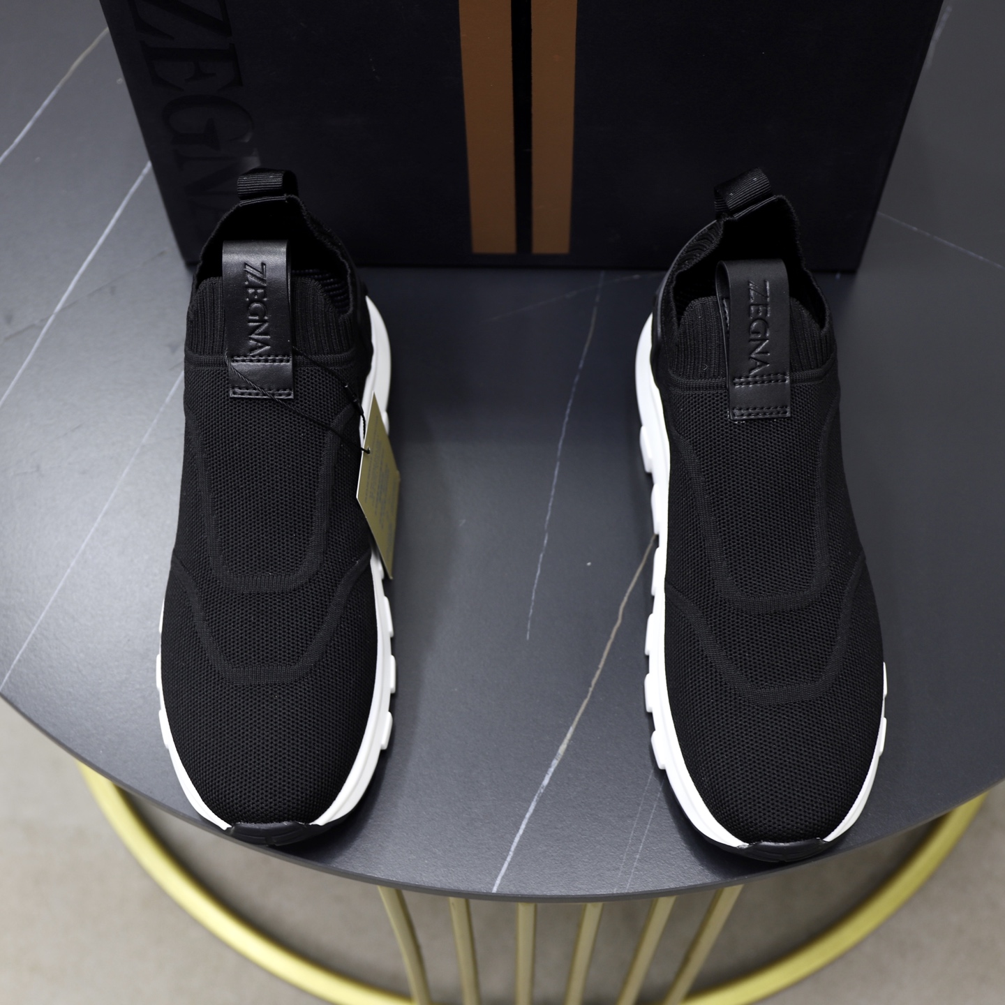 Zegna Men's Black Wool Blend Knit Slip-On Sneakers - Comfortable & Stylish 1 Zegna Men's Black Wool Blend Knit Slip-On Sneakers - Comfortable & Stylish