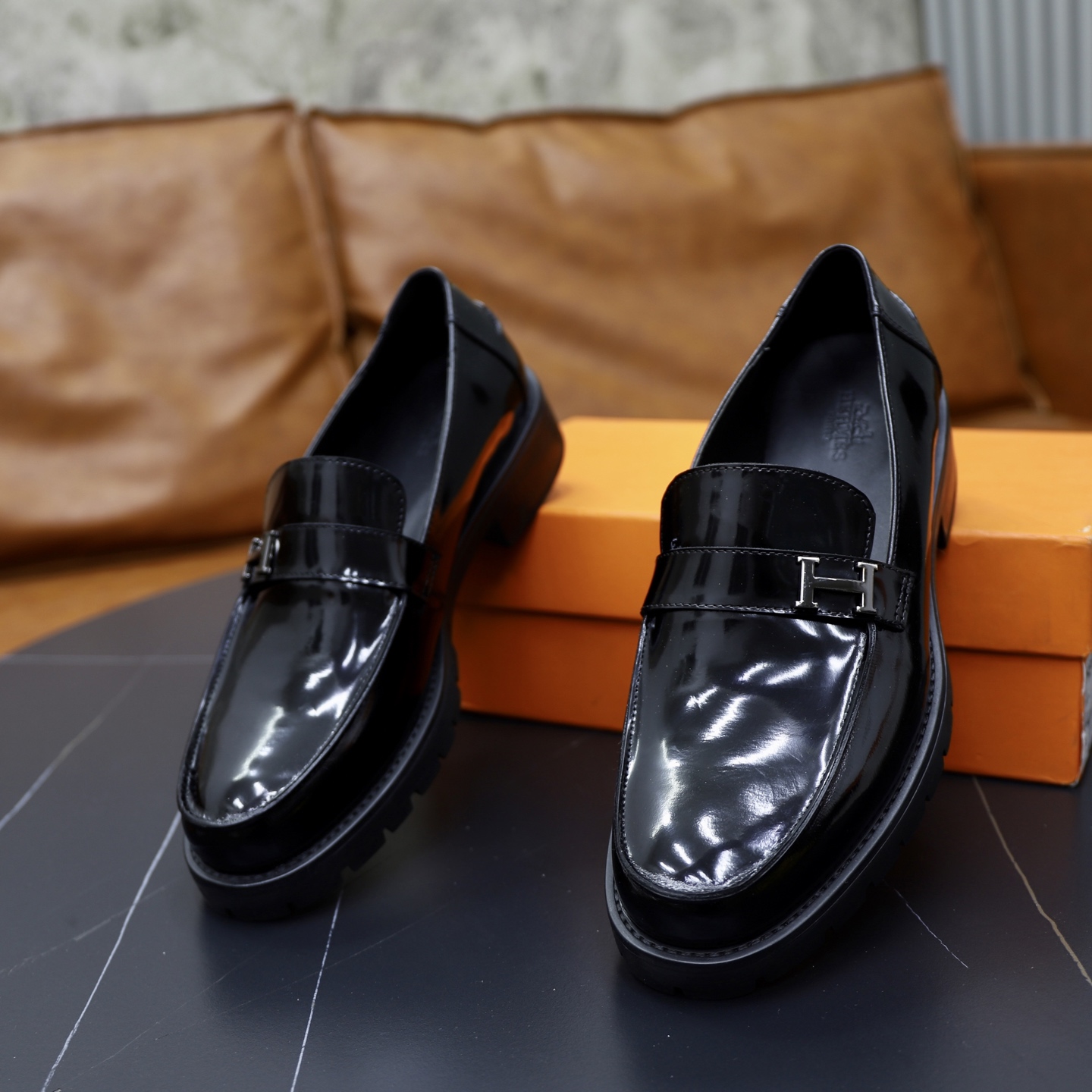 Hermes Men's Leather Loafers - Black, Sizes 38-44 - Original Quality 7 i1744473708731 1240 0 5