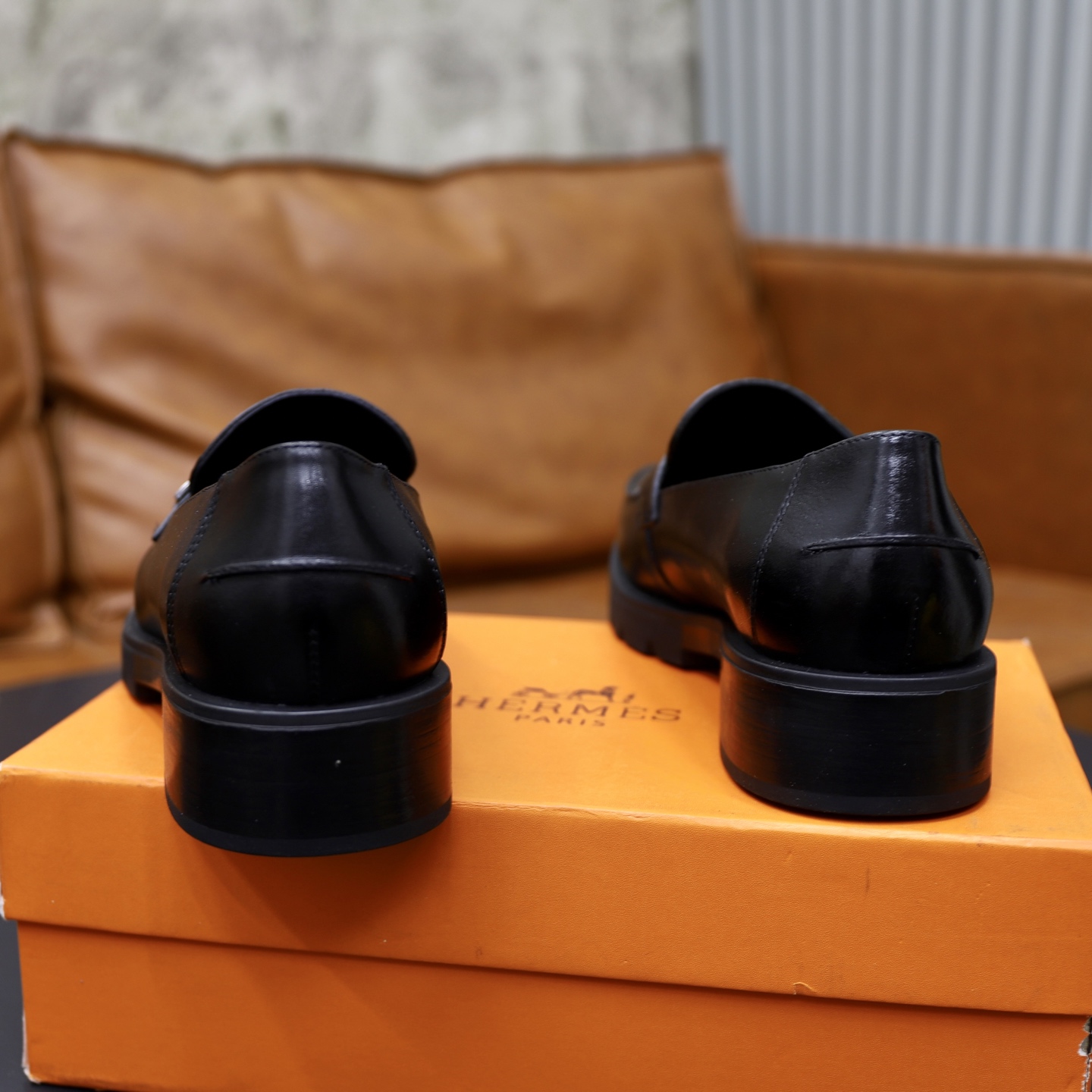 Hermes Men's Black Leather Loafers, Fashionable and Comfortable Shoes 6 i1744473770151 6920 0 4