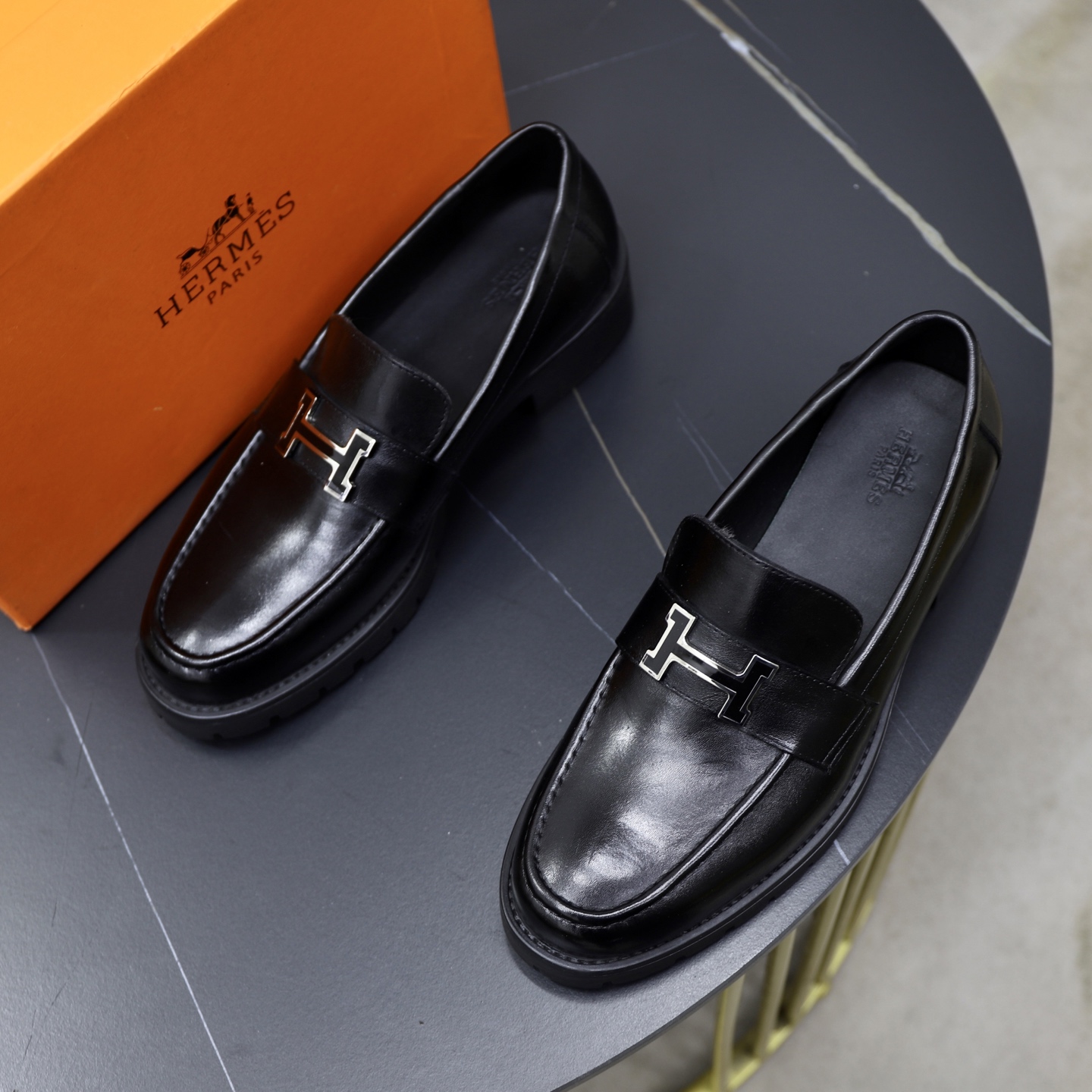Hermes Men's Leather Loafers with Silver H Buckle - Classic Style 3 i1744473826852 739 0 1
