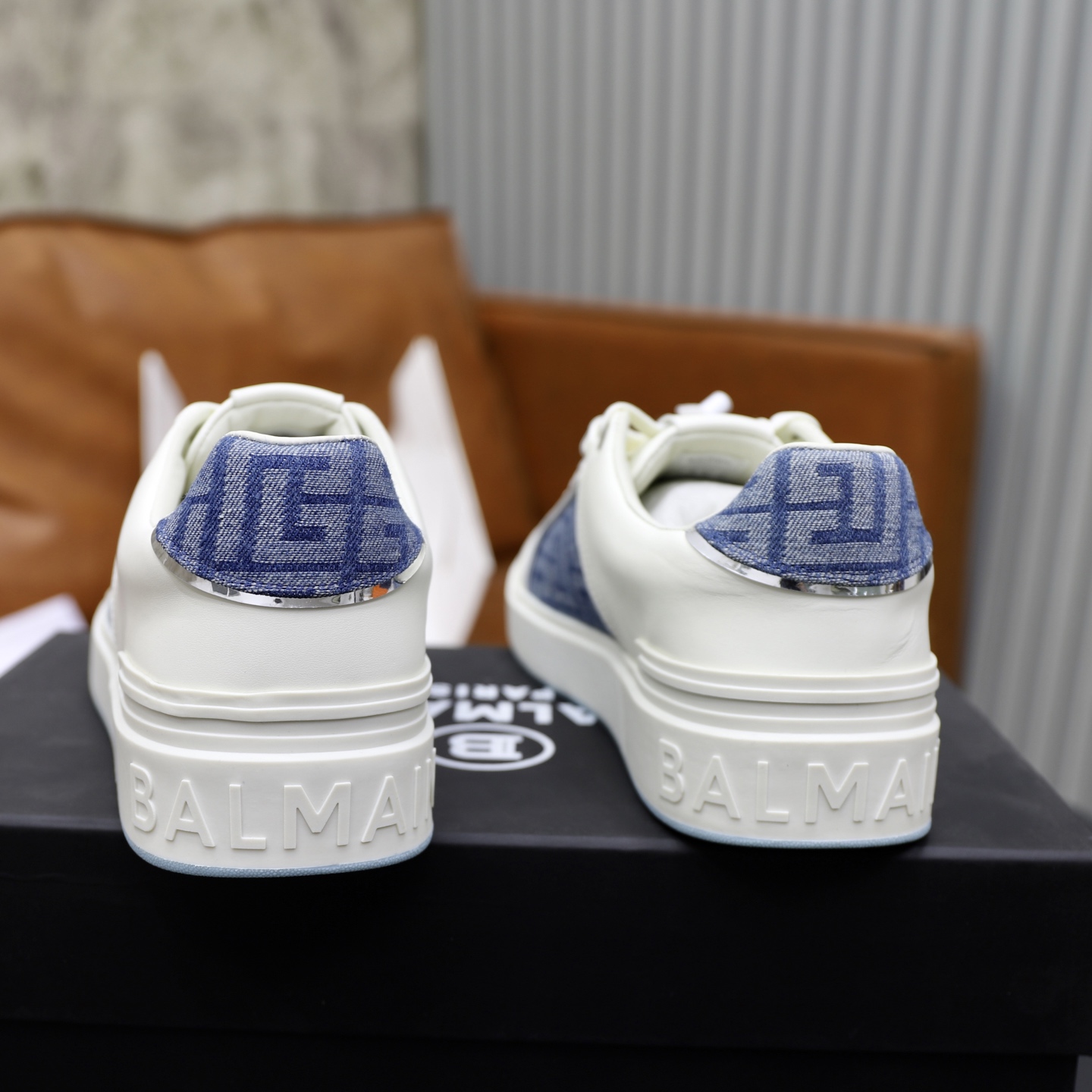 Balmain Men's White Leather Slip-On Sneakers with Embossed Logo - Size 39-44 6 i1744733449369 2020 0 4