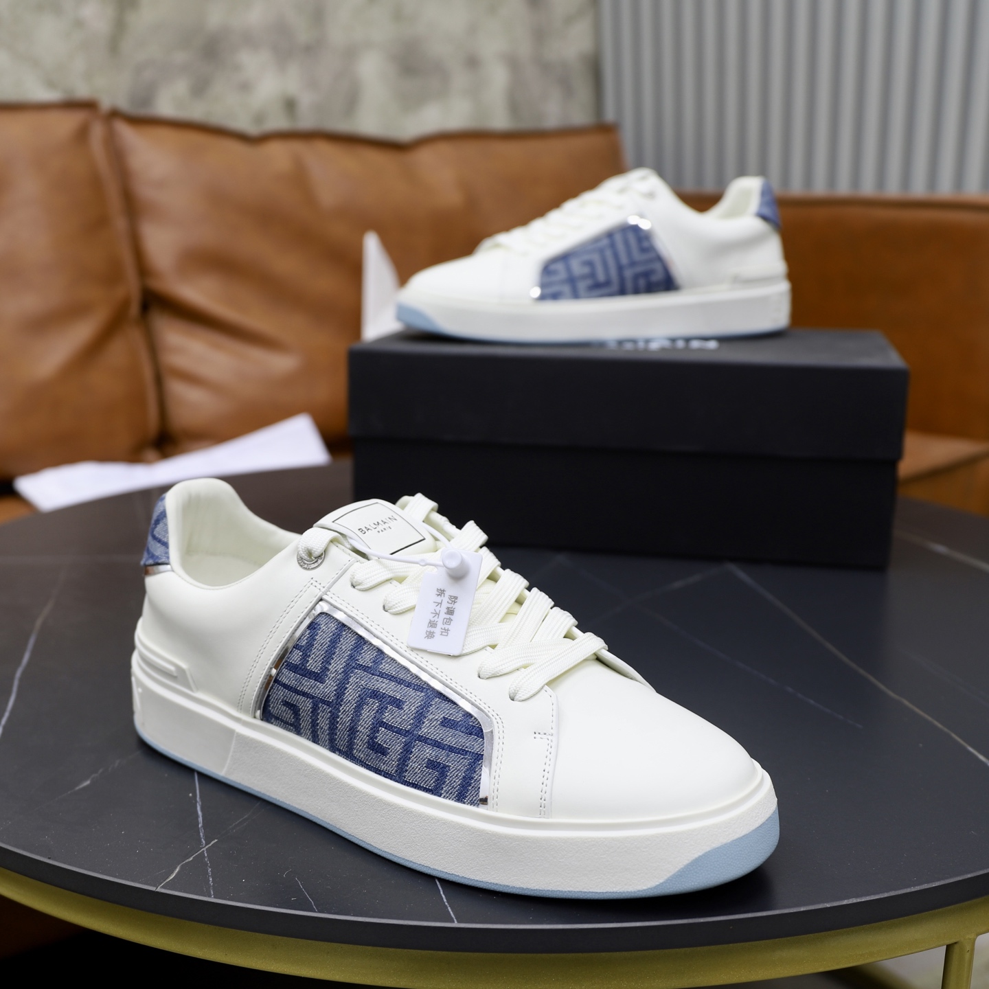 Balmain Men's White Leather Slip-On Sneakers with Embossed Logo - Size 39-44 9 i1744733449382 1916 0 7