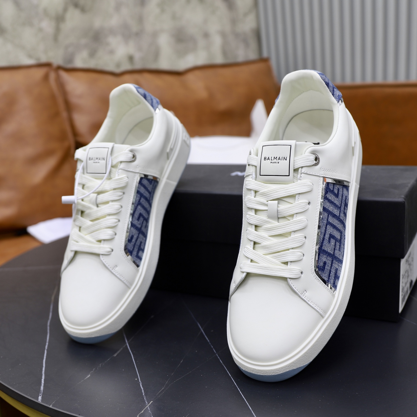 Balmain Men's White Leather Slip-On Sneakers with Embossed Logo - Size 39-44 7 i1744733449386 2006 0 5