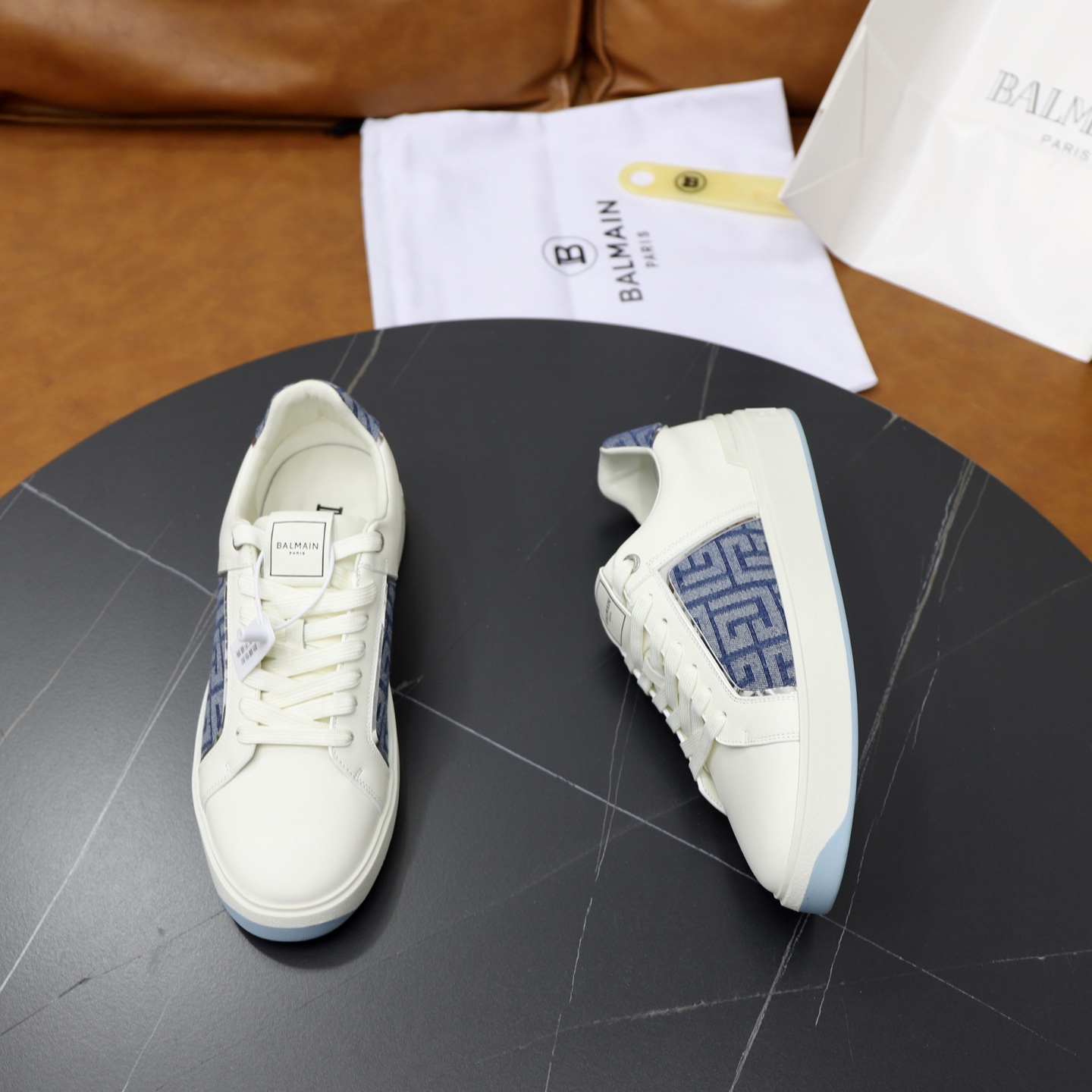 Balmain Men's White Leather Slip-On Sneakers with Embossed Logo - Size 39-44 8 i1744733450849 7188 0 6