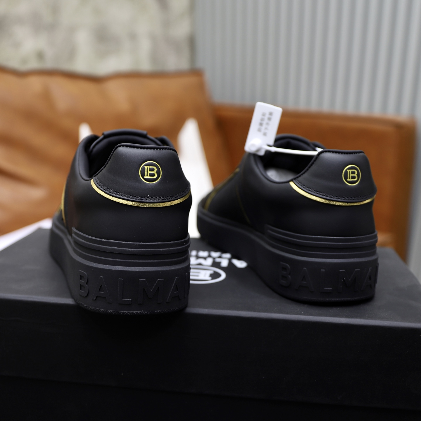 Balmain Men's Black Leather Slip-On Sneakers With Embossed Detailing 6 i1744733459767 1826 0 4