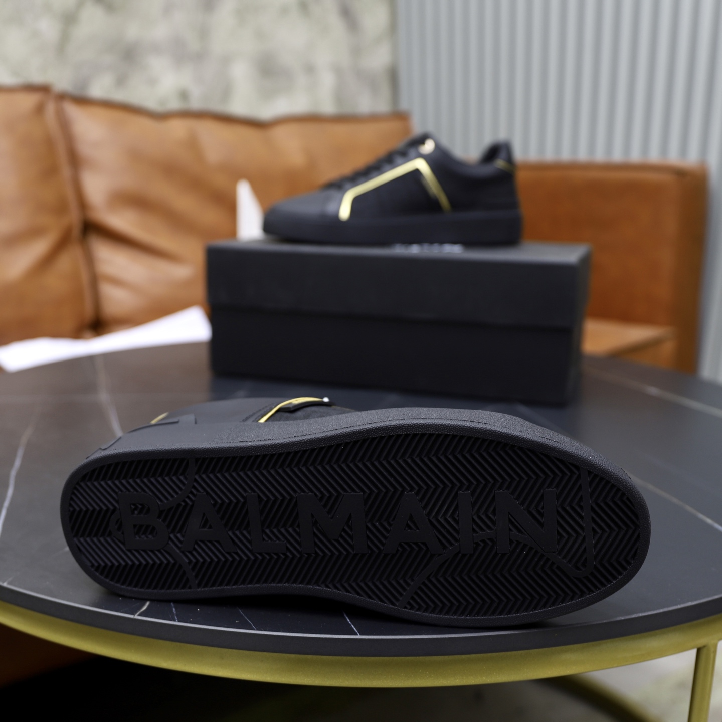 Balmain Men's Black Leather Slip-On Sneakers With Embossed Detailing 10 i1744733460875 3393 0 8