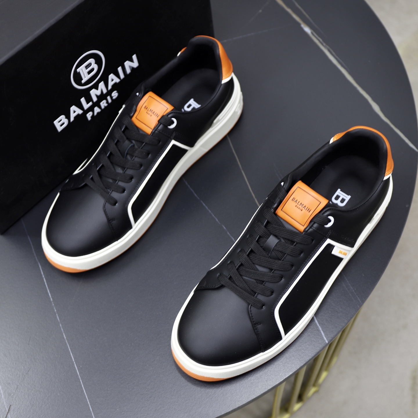 Balmain Men's Black Leather Lace-Up Sneakers with Embossed Detailing 3 i1744733484456 2508 0 1