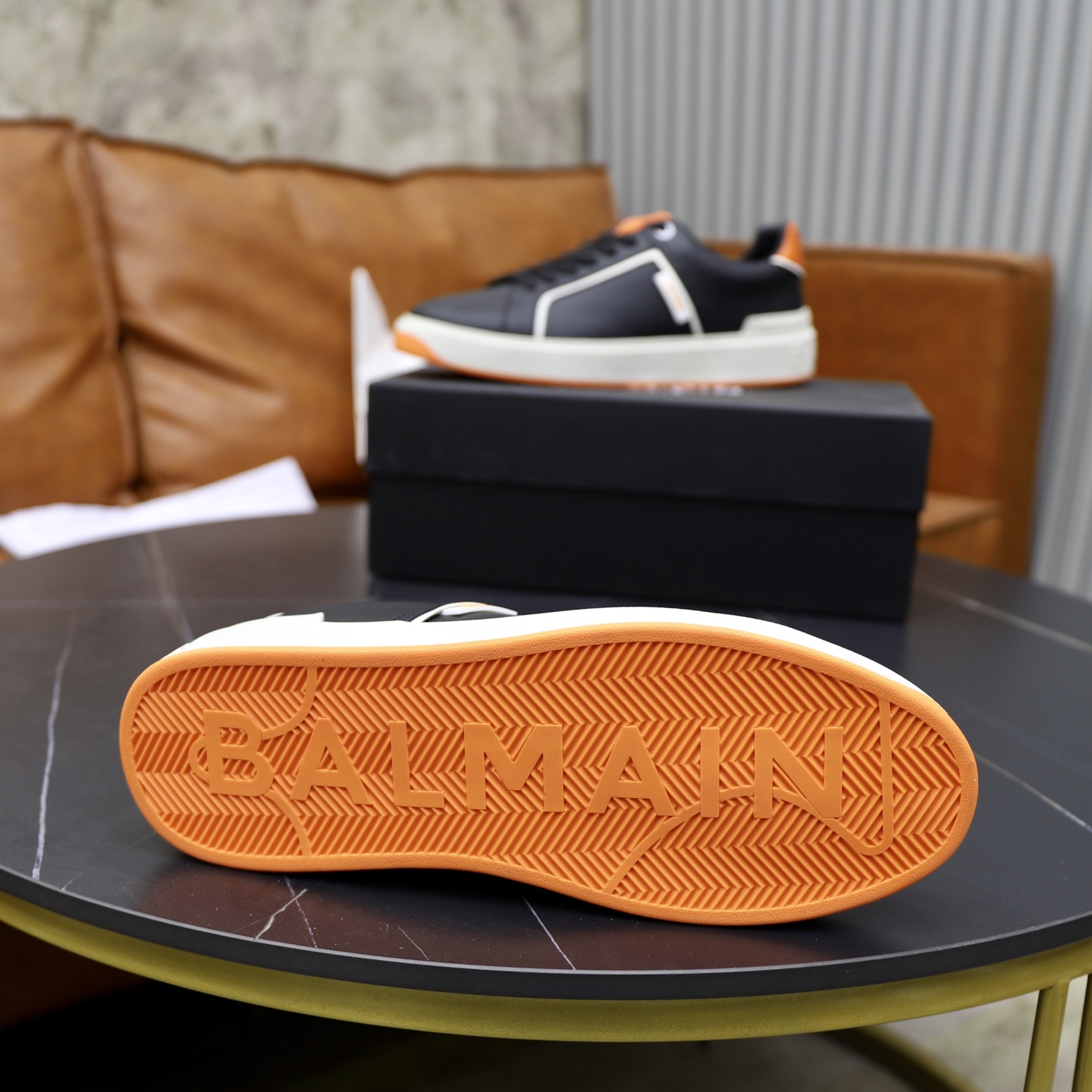 Balmain Men's Black Leather Lace-Up Sneakers with Embossed Detailing 10 i1744733485719 4633 0 8