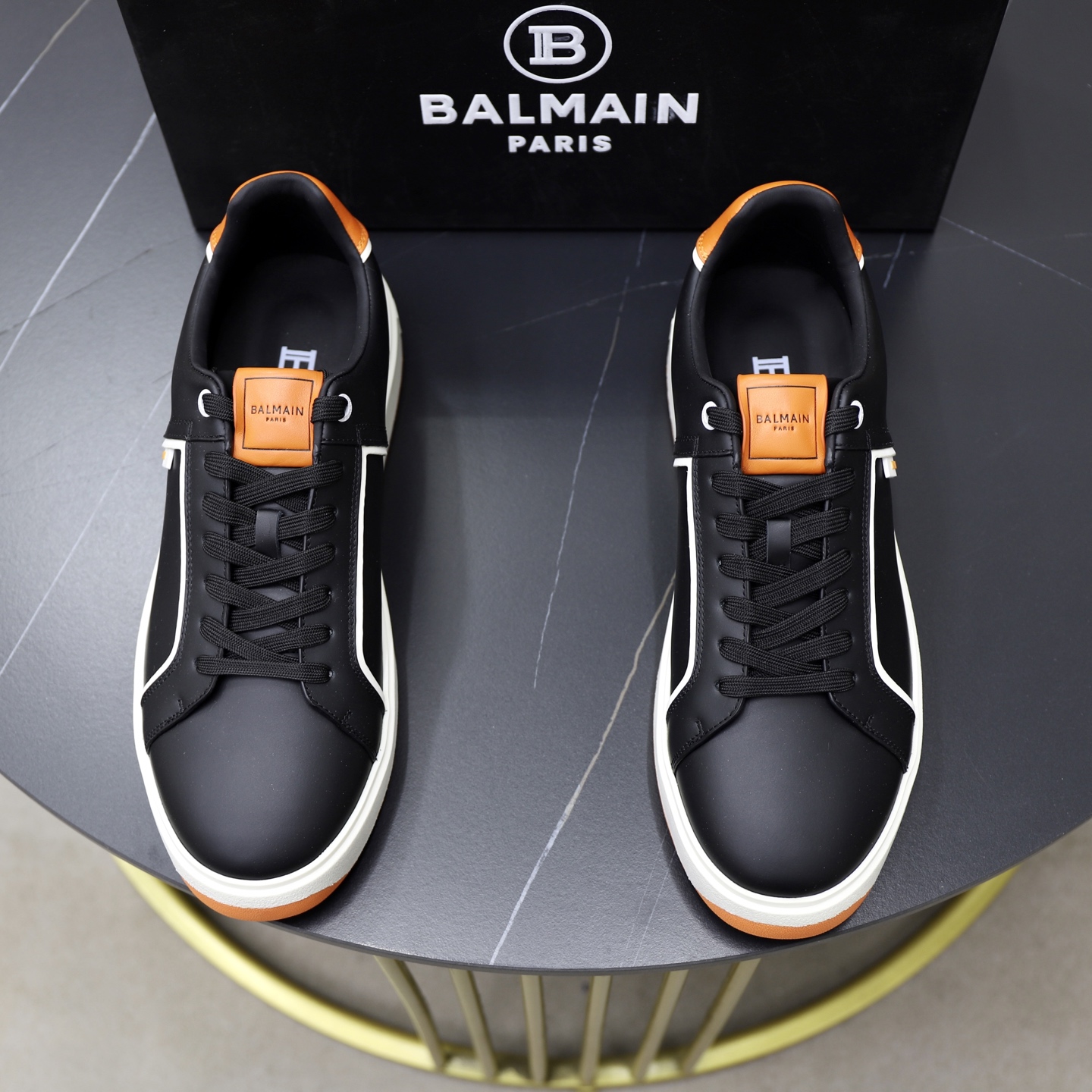 Balmain Men's Black Leather Lace-Up Sneakers with Embossed Detailing 2 i1744733485725 9704 0 0