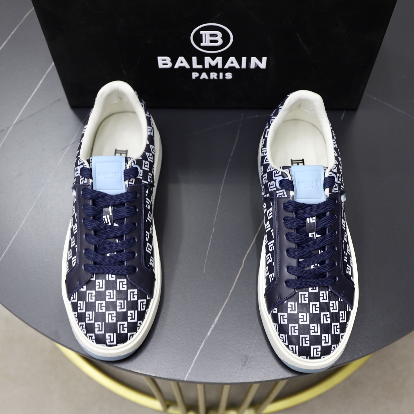 Balmain Men's Slip-On Sneakers with Embossed Leather Upper 1 Balmain Men's Slip-On Sneakers with Embossed Leather Upper