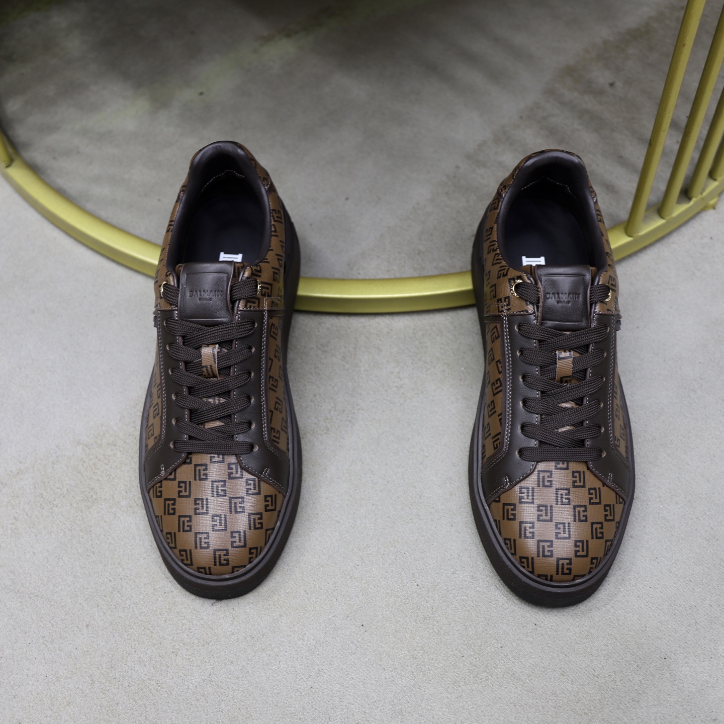 Balmain Men's Brown Leather Embossed Logo Lace-Up Sneakers, Sizes 39-44 4 i1744733537336 9164 0 2