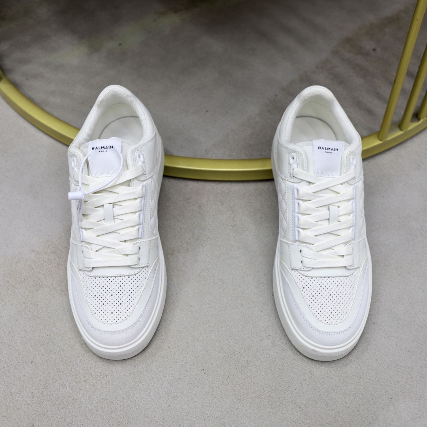 Balmain Men's White Leather Embossed Lace-Up Sneakers, Size 39-44 4 i1744733565433 5686 0 2