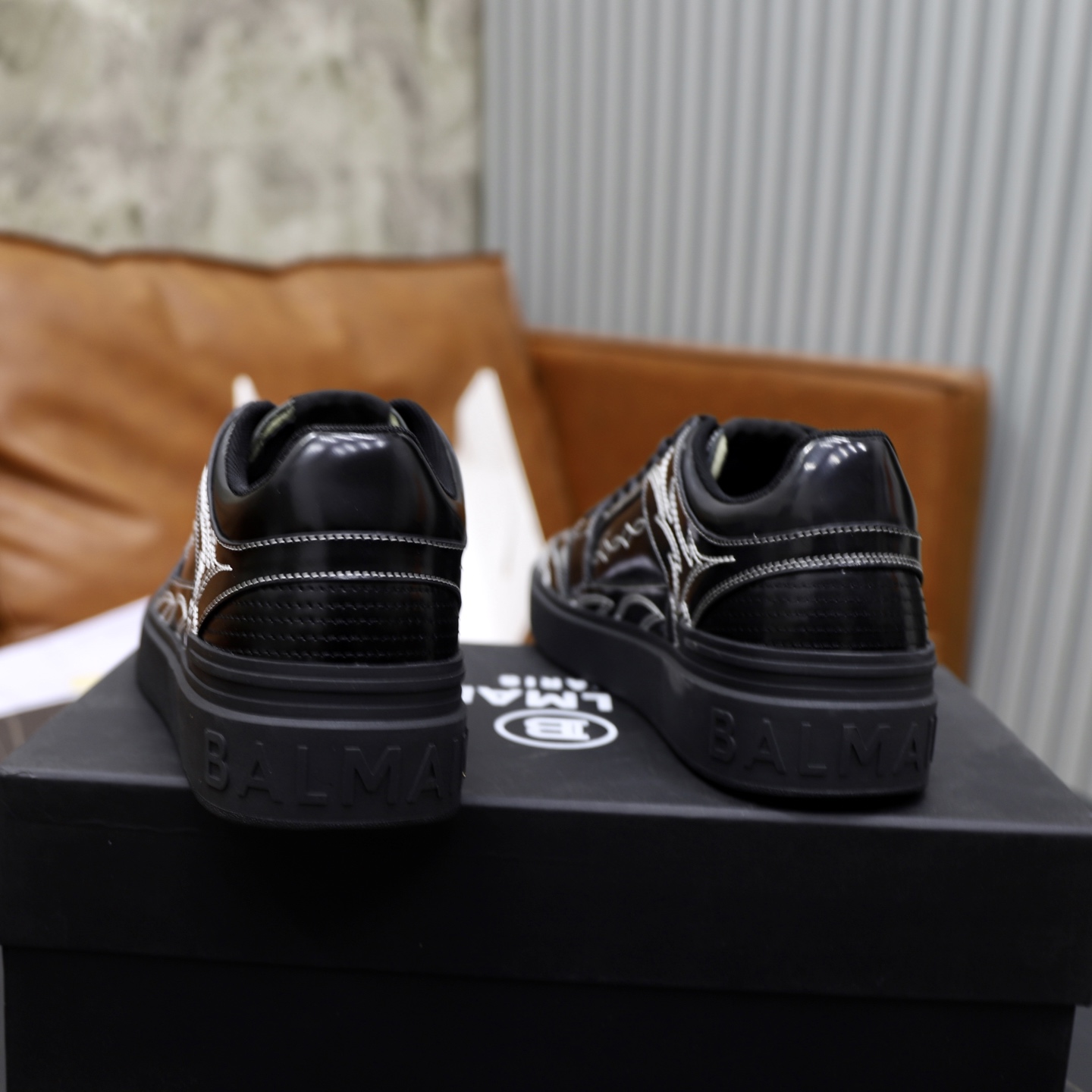 Balmain Men's Black Leather Slip-On Sneakers with Embossed Upper 6 i1744733581851 6818 0 4