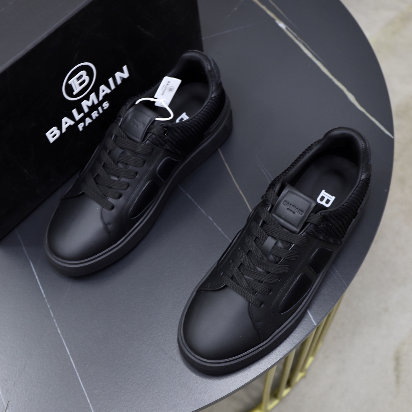 Balmain Men's Black Leather Slip-On Sneakers - Stylish and Comfortable 3 i1744733608648 4659 0 1