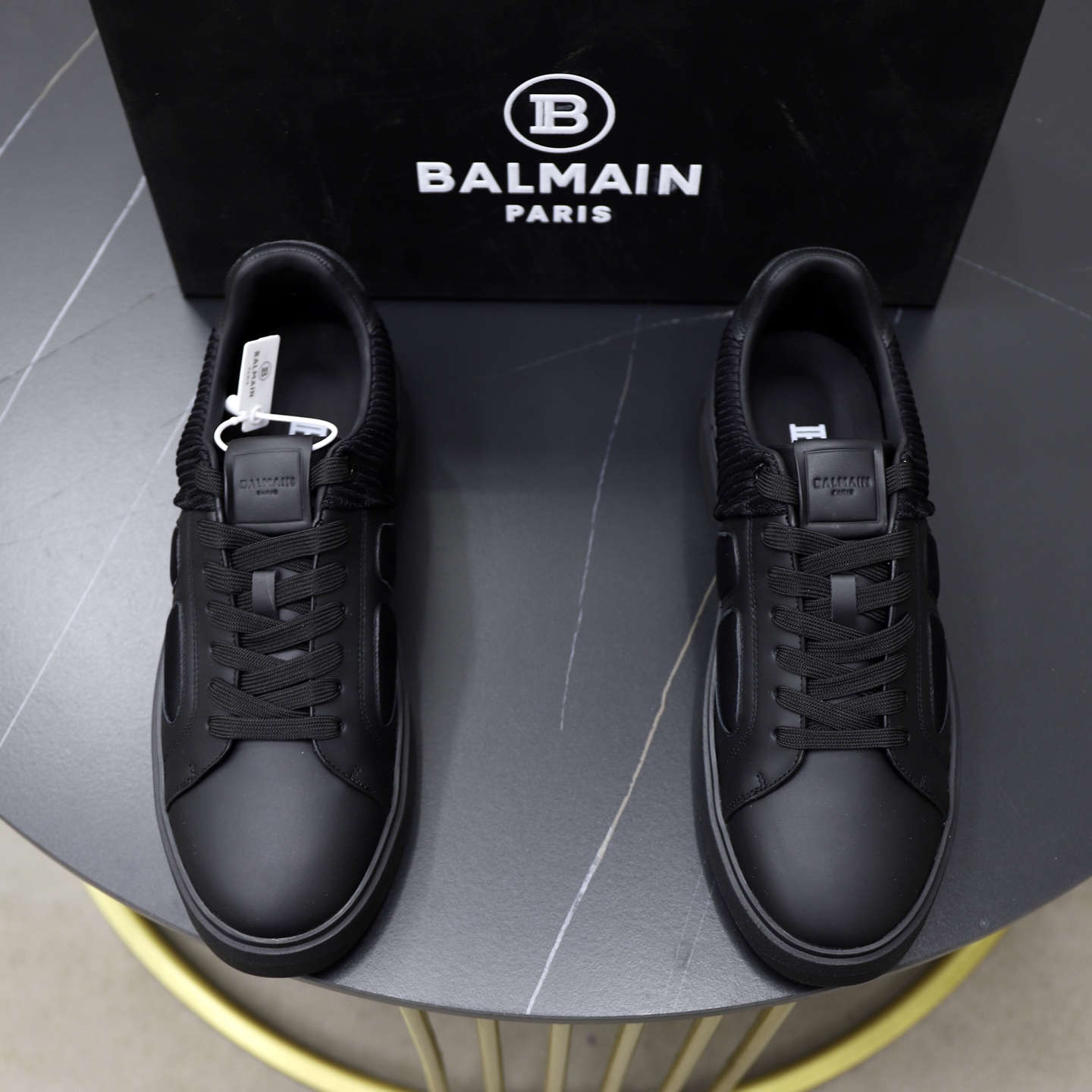 Balmain Men's Black Leather Slip-On Sneakers - Stylish and Comfortable 2 i1744733608682 9221 0 0