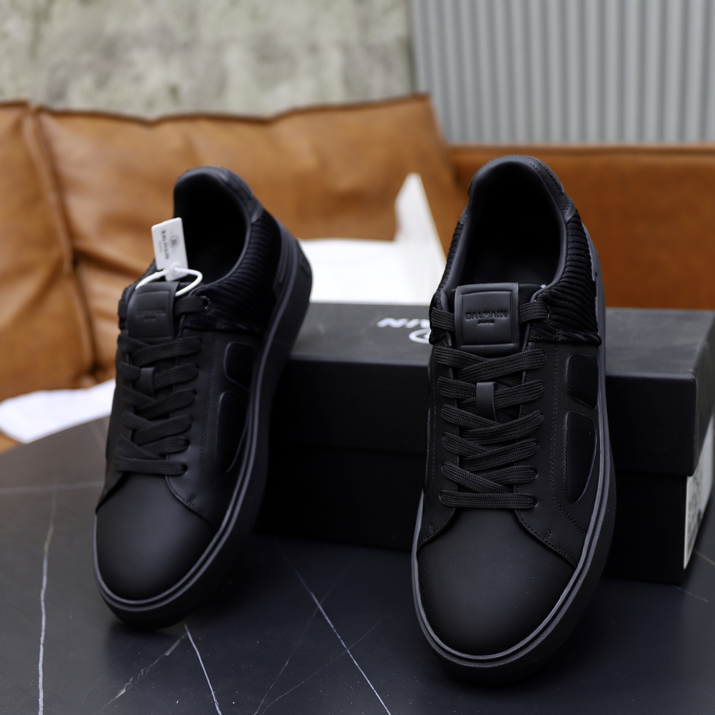 Balmain Men's Black Leather Slip-On Sneakers - Stylish and Comfortable 7 i1744733610174 9859 0 5