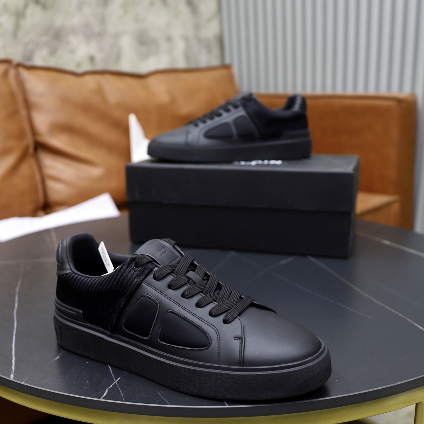 Balmain Men's Black Leather Slip-On Sneakers - Stylish and Comfortable 9 i1744733610181 297 0 7