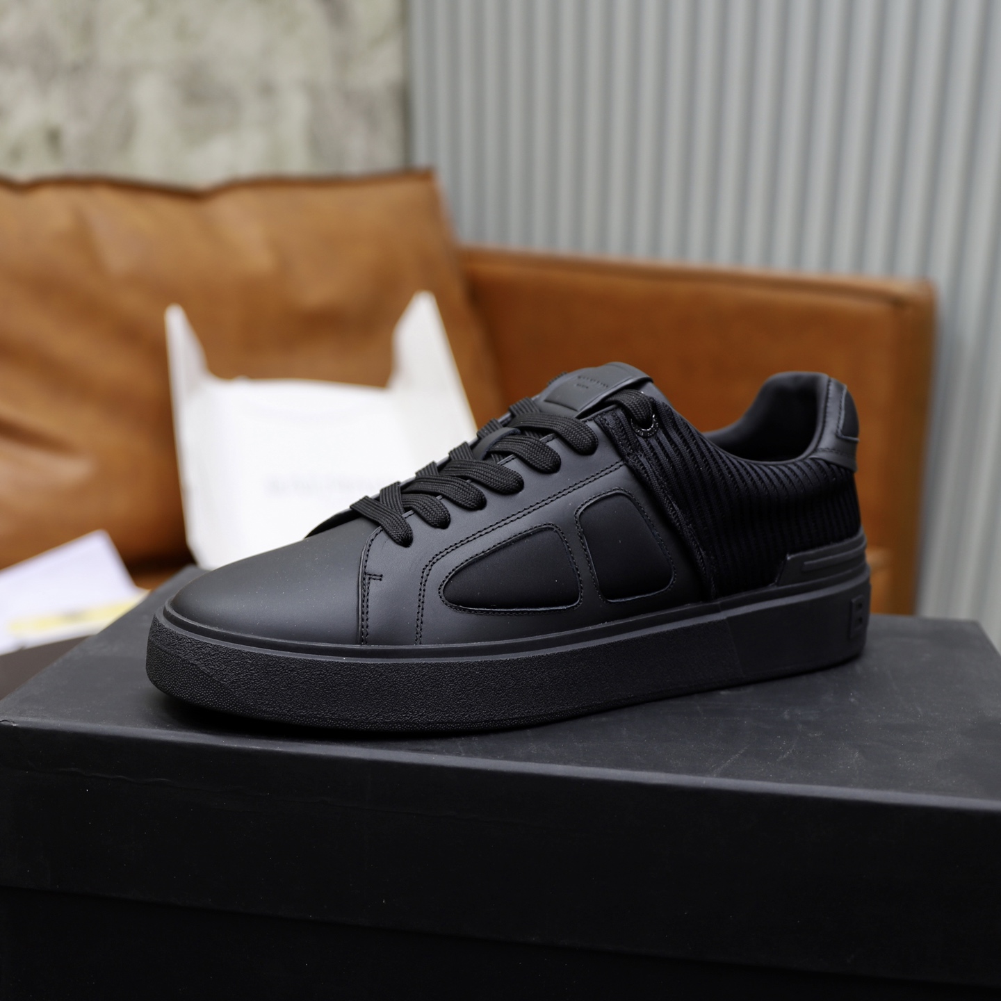 Balmain Men's Black Leather Slip-On Sneakers - Stylish and Comfortable 5 i1744733610185 4503 0 3