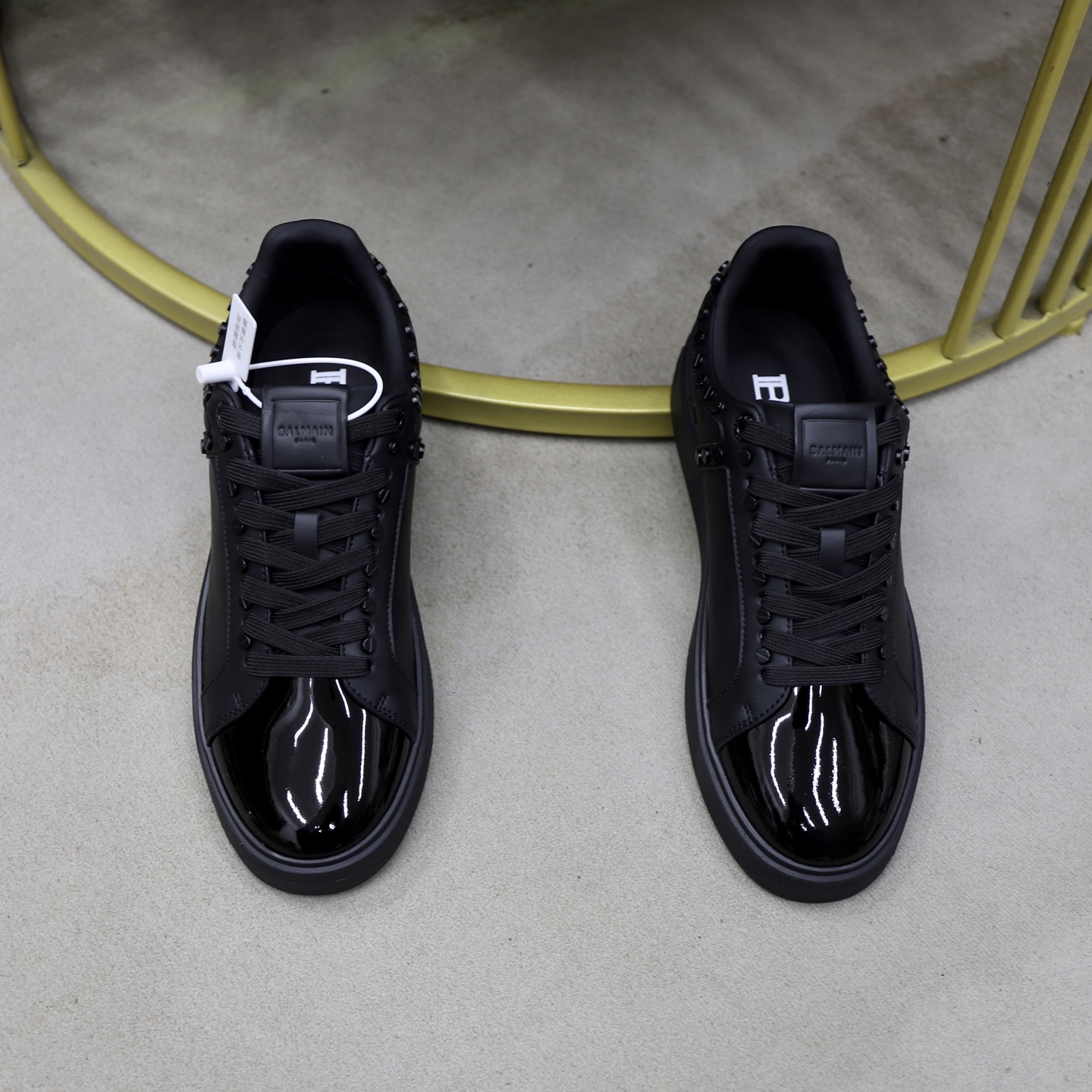 Balmain Men's Black Leather Lace-Up Sneakers with Embossed Detailing 4 i1744733622619 5642 0 2
