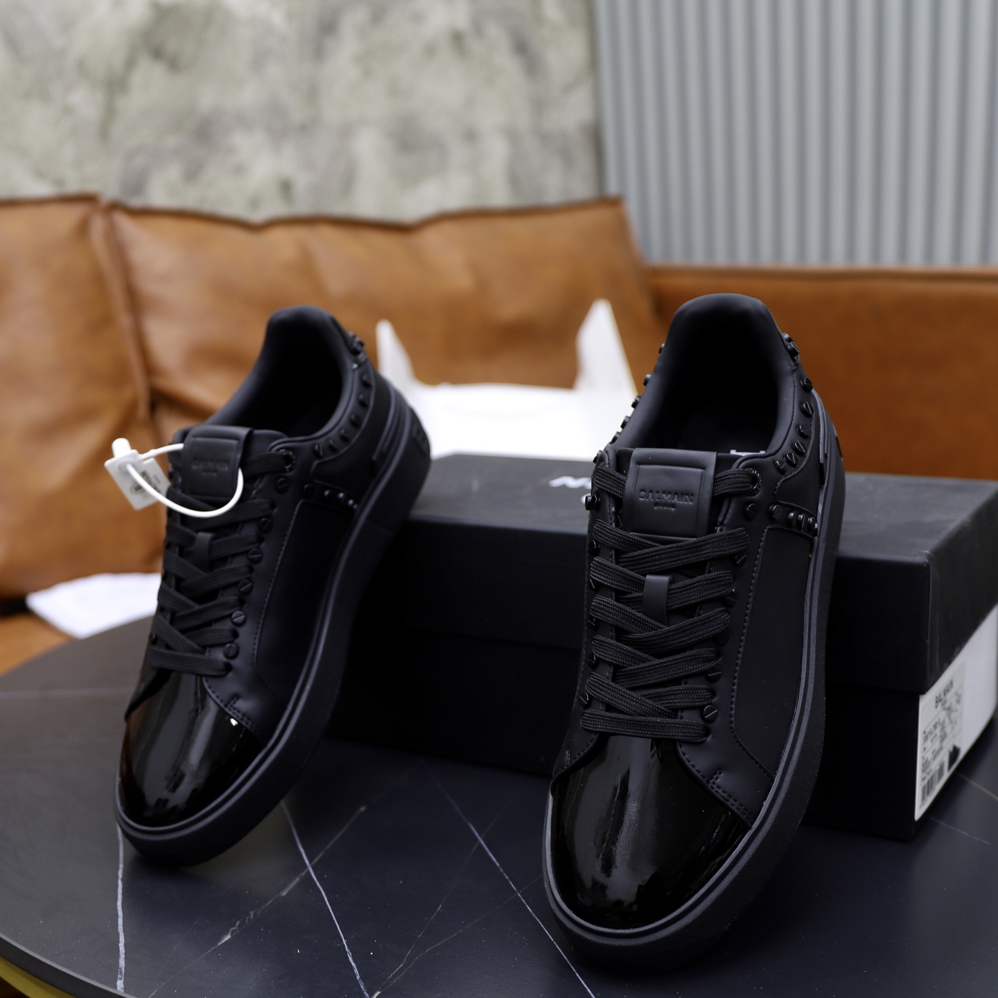 Balmain Men's Black Leather Lace-Up Sneakers with Embossed Detailing 7 i1744733623991 8741 0 5