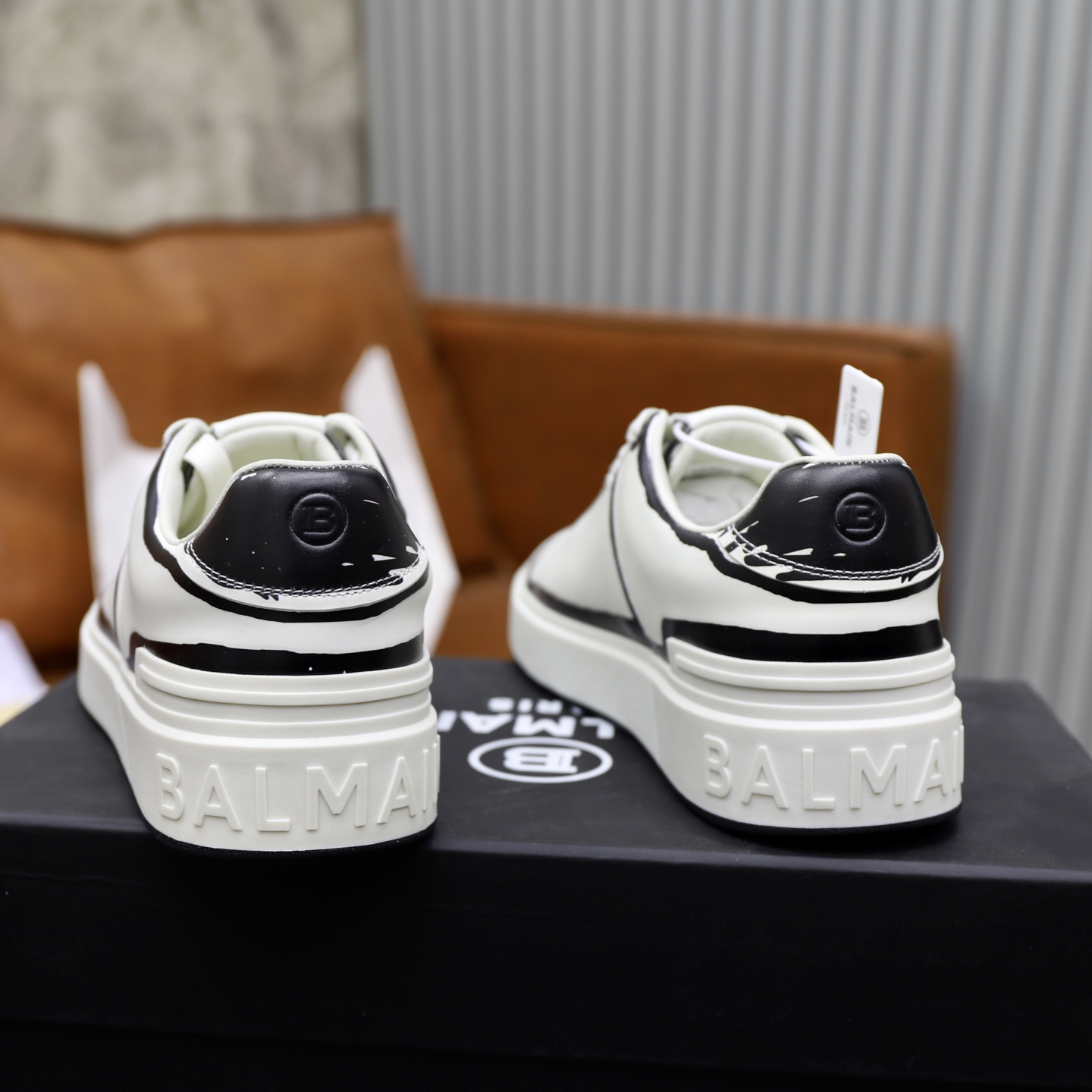 Balmain Men's White Leather Embossed Lace-Up Sneakers - Sizes 39-44 6 i1744733632523 204 0 4