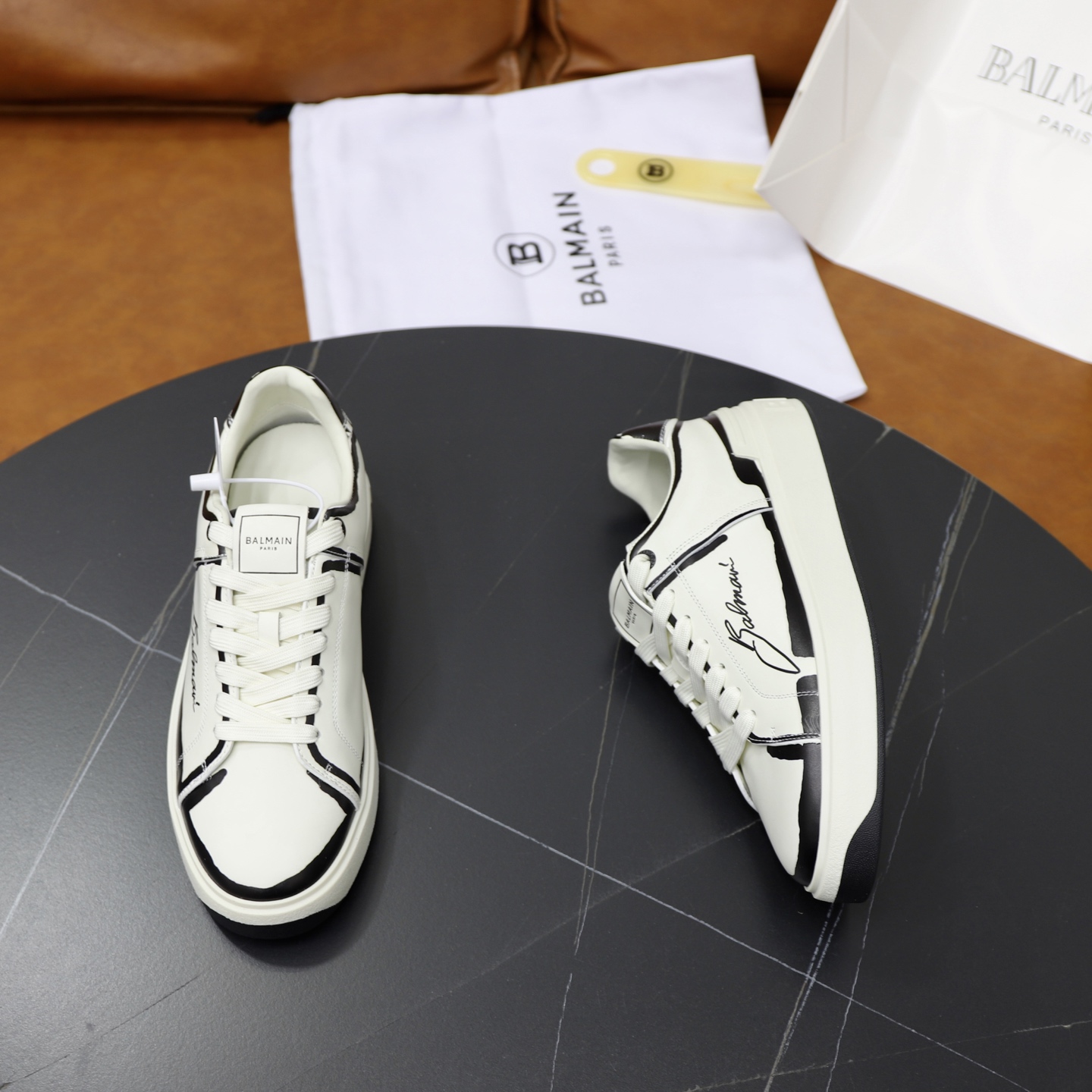 Balmain Men's White Leather Embossed Lace-Up Sneakers - Sizes 39-44 8 i1744733632523 8820 0 6