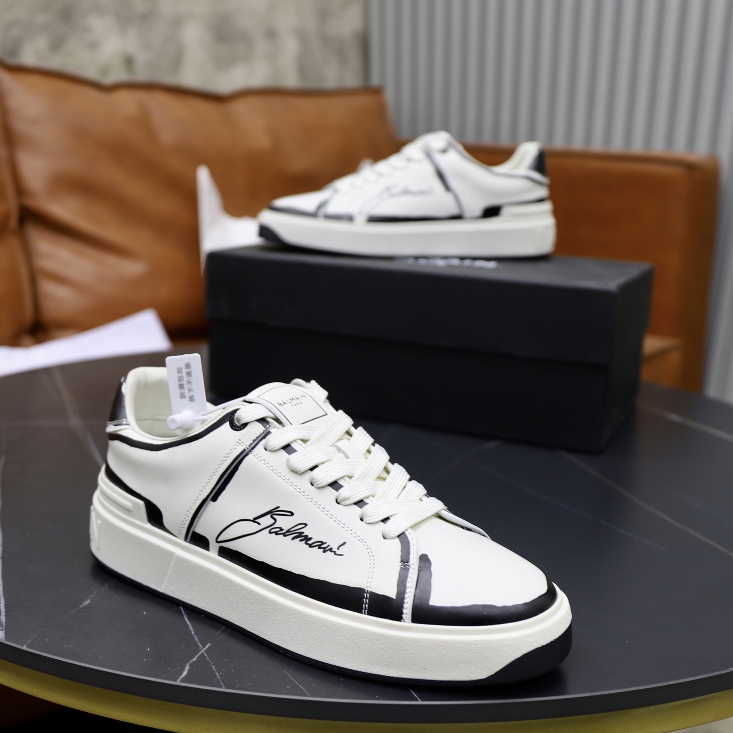 Balmain Men's White Leather Embossed Lace-Up Sneakers - Sizes 39-44 9 i1744733632594 65 0 7
