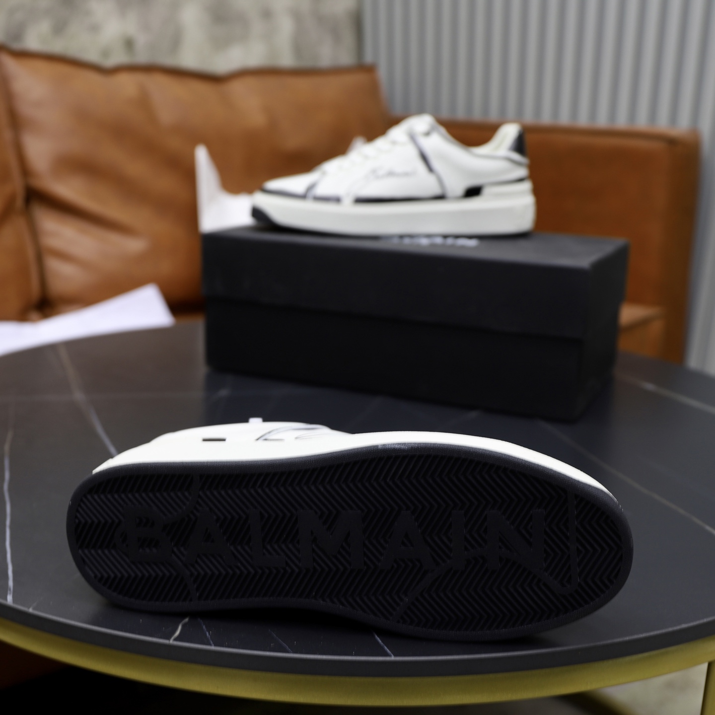 Balmain Men's White Leather Embossed Lace-Up Sneakers - Sizes 39-44 10 i1744733634004 6239 0 8