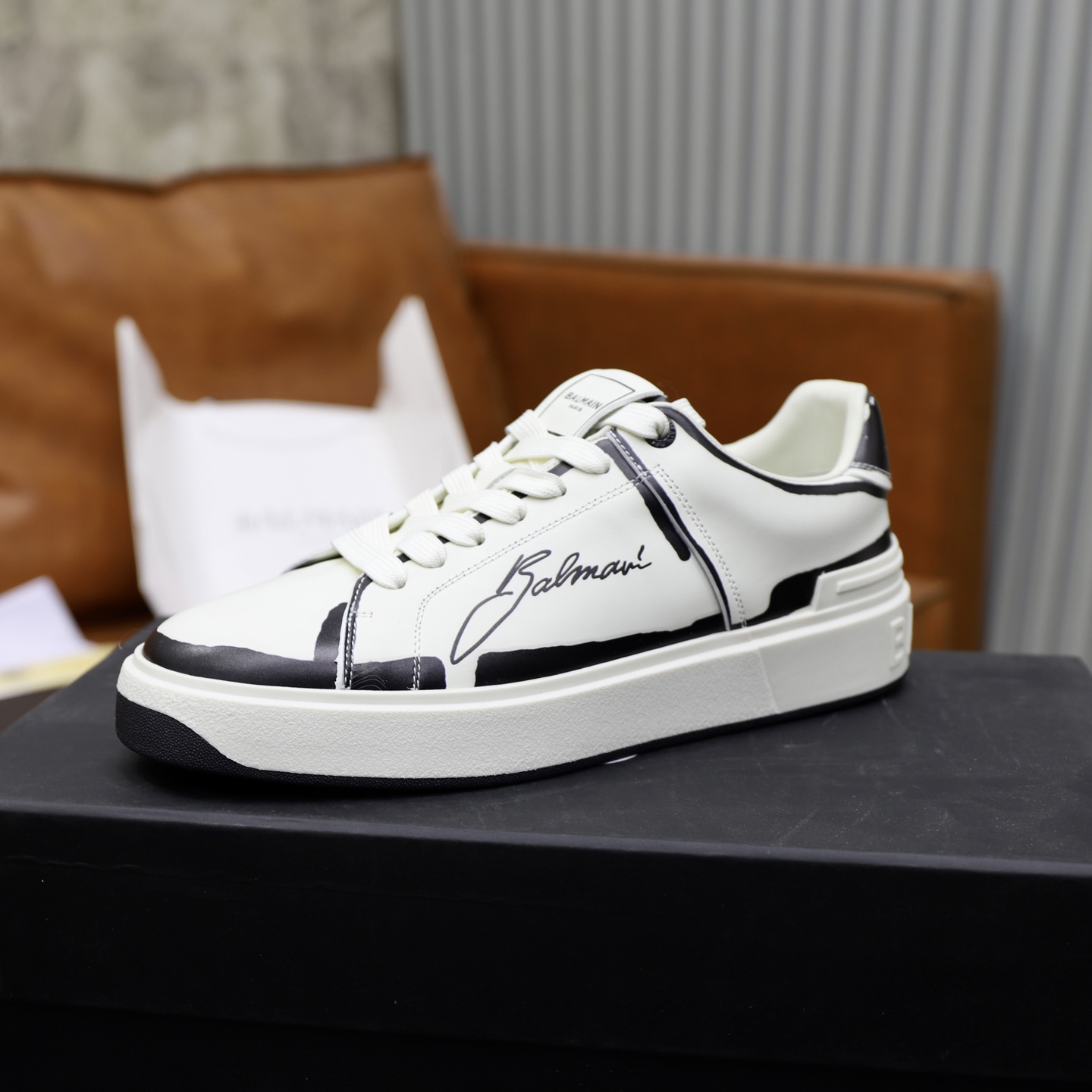 Balmain Men's White Leather Embossed Lace-Up Sneakers - Sizes 39-44 5 i1744733634026 2766 0 3