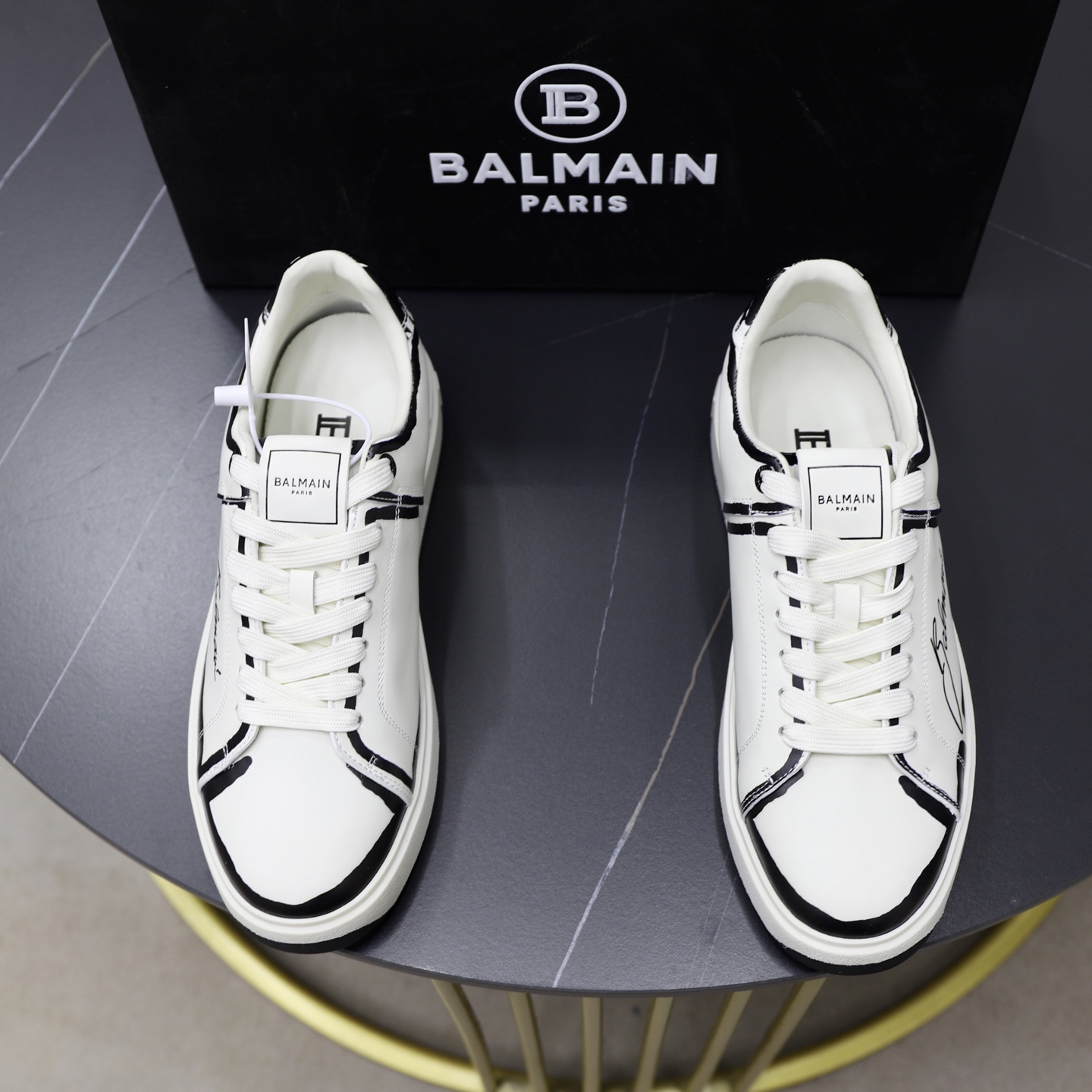 Balmain Men's White Leather Embossed Lace-Up Sneakers - Sizes 39-44 2 i1744733634045 6535 0 0