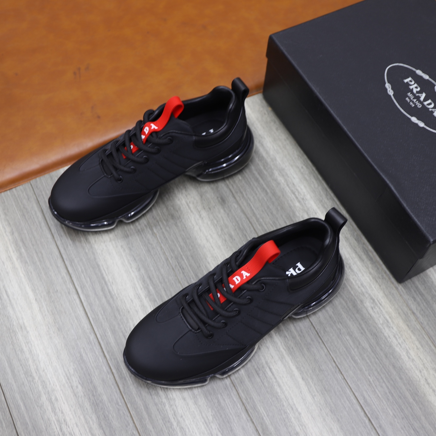 Prada Men's Black Leather & Fabric Air Cushion Sneakers - Size 39-44 4 i1744820189724 5859 0 2