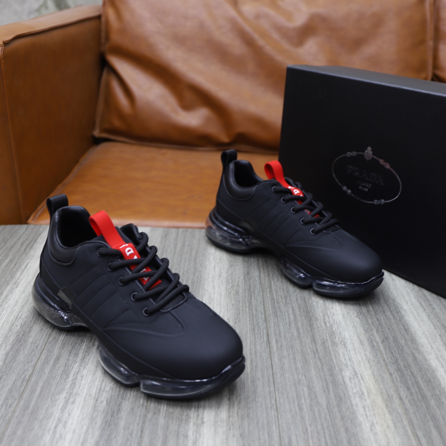 Prada Men's Black Leather & Fabric Air Cushion Sneakers - Size 39-44 5 i1744820189742 1051 0 3