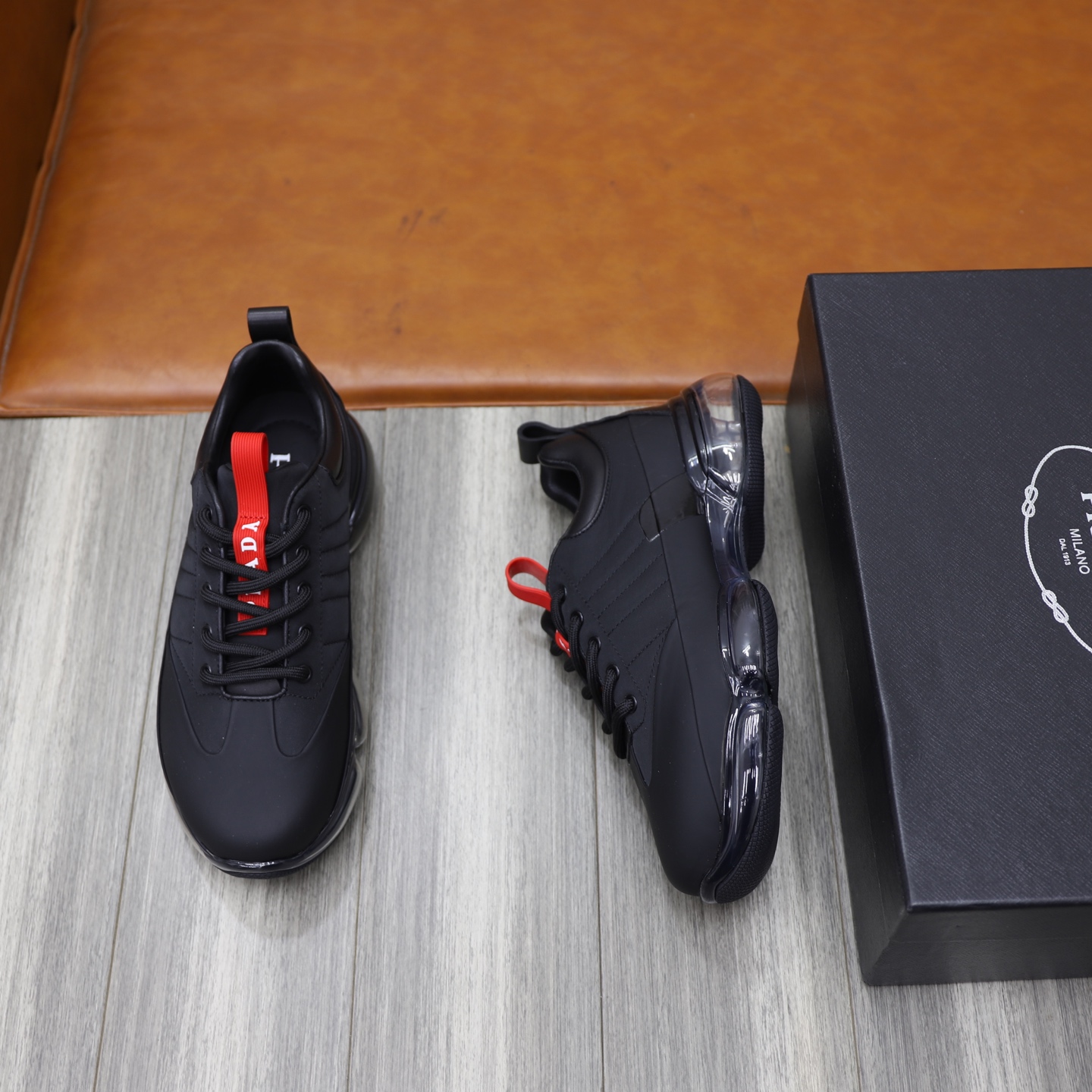 Prada Men's Black Leather & Fabric Air Cushion Sneakers - Size 39-44 3 i1744820190928 3056 0 1