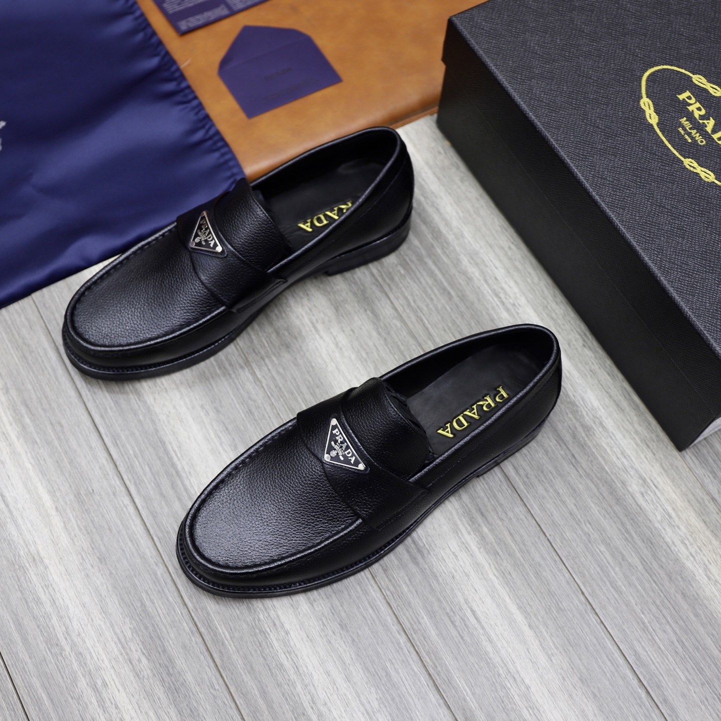 Prada Men's Black Leather Loafers, Sizes 38-44, Premium Quality Leather Shoes 4 i1745165860465 5450 0 2