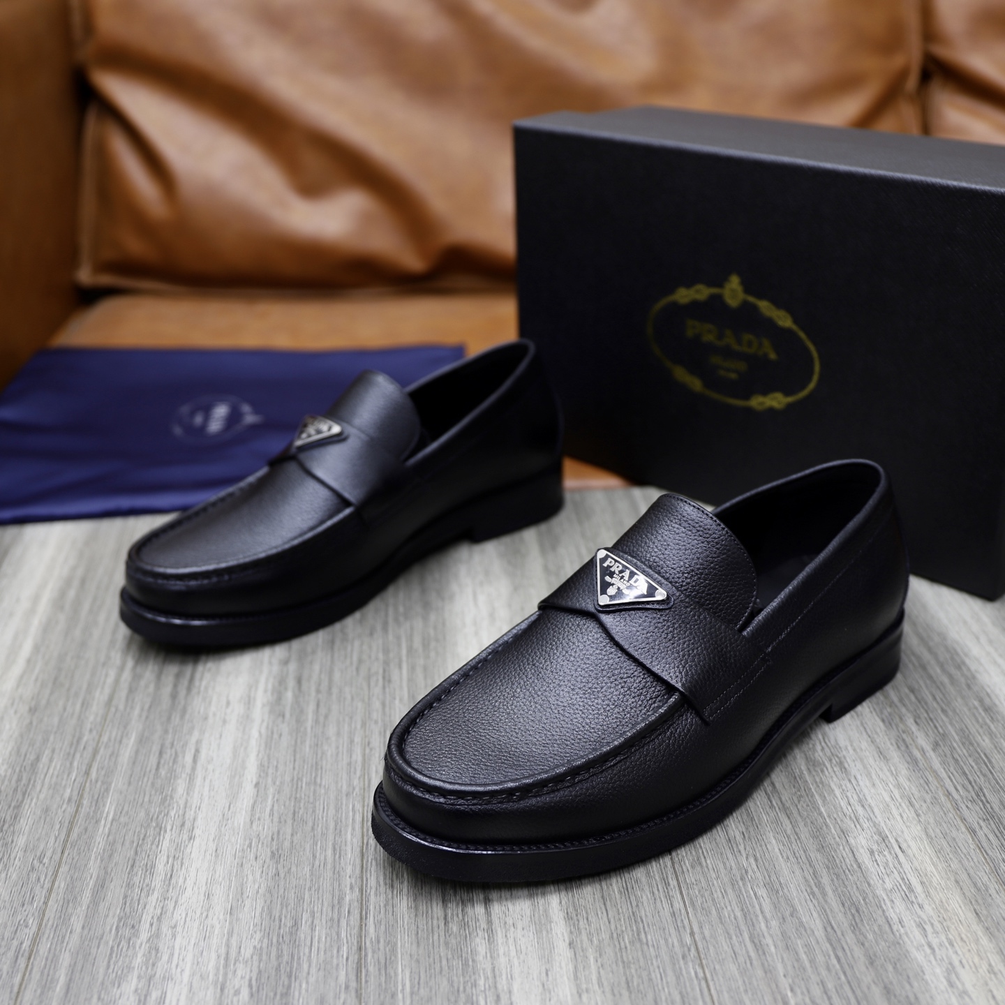Prada Men's Black Leather Loafers, Sizes 38-44, Premium Quality Leather Shoes 6 i1745165860510 1709 0 4