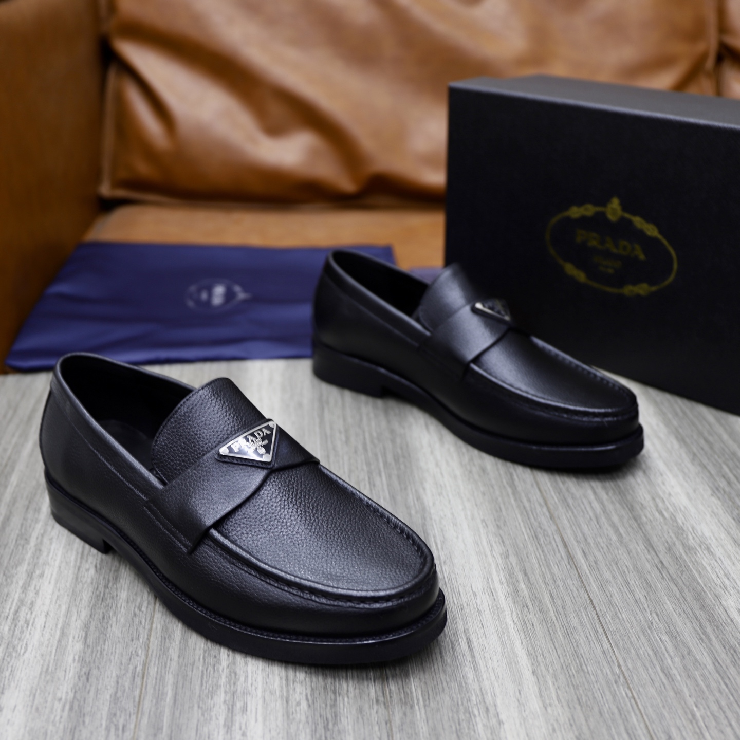 Prada Men's Black Leather Loafers, Sizes 38-44, Premium Quality Leather Shoes 5 i1745165860516 3797 0 3