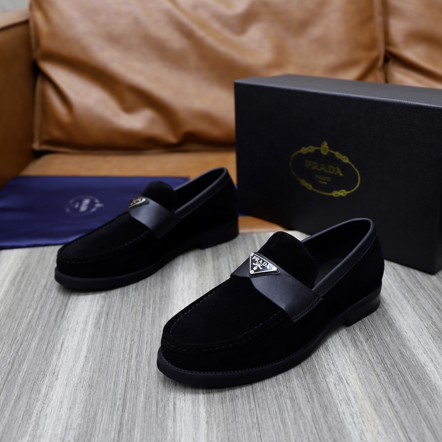 Prada Men's Black Leather Loafers - Premium Comfort & Style, Sizes 38-44 6 i1745165991269 1824 0 4