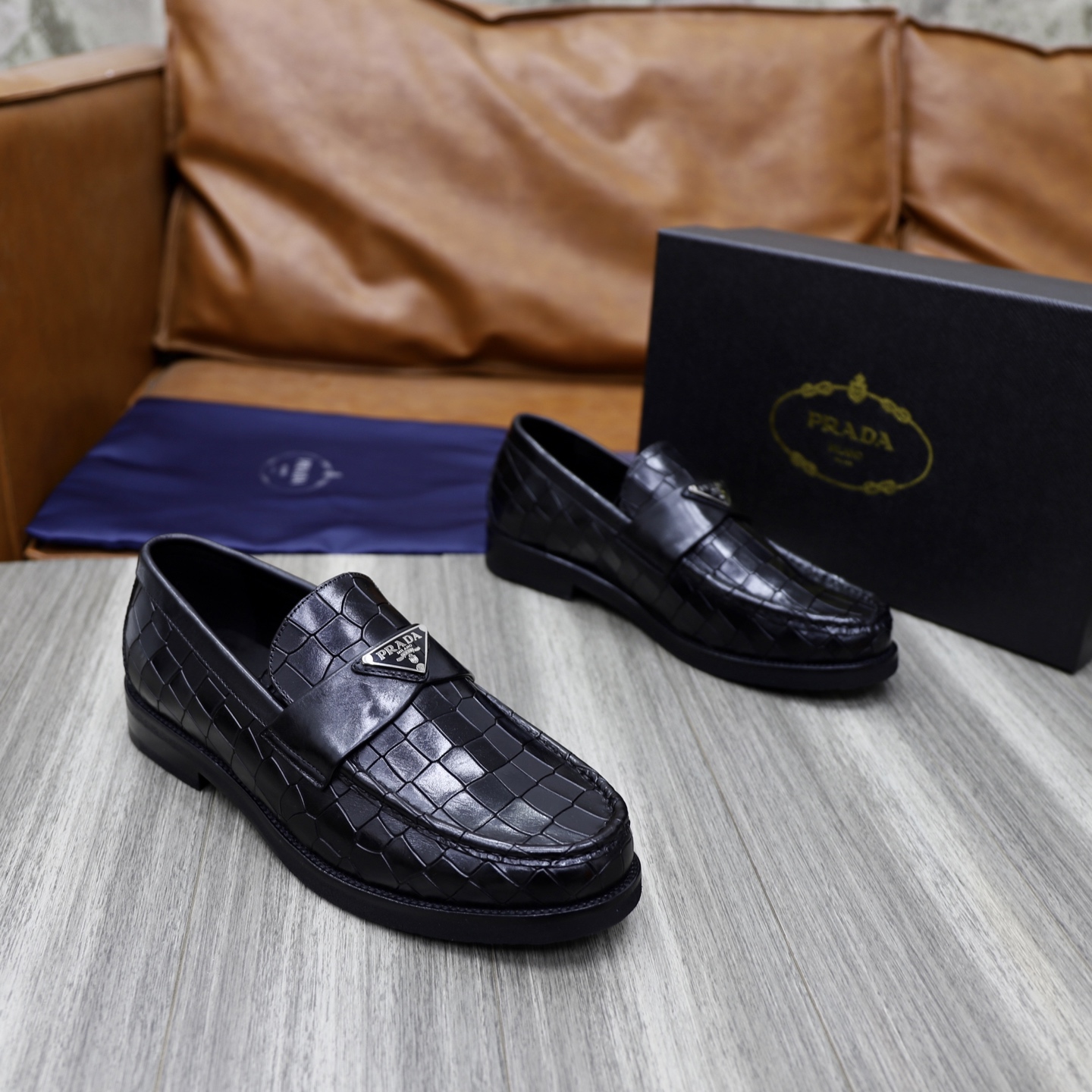 Prada Men's Black Leather Loafers - Premium Quality, Sizes 38-44 5 i1745166019474 6137 0 3