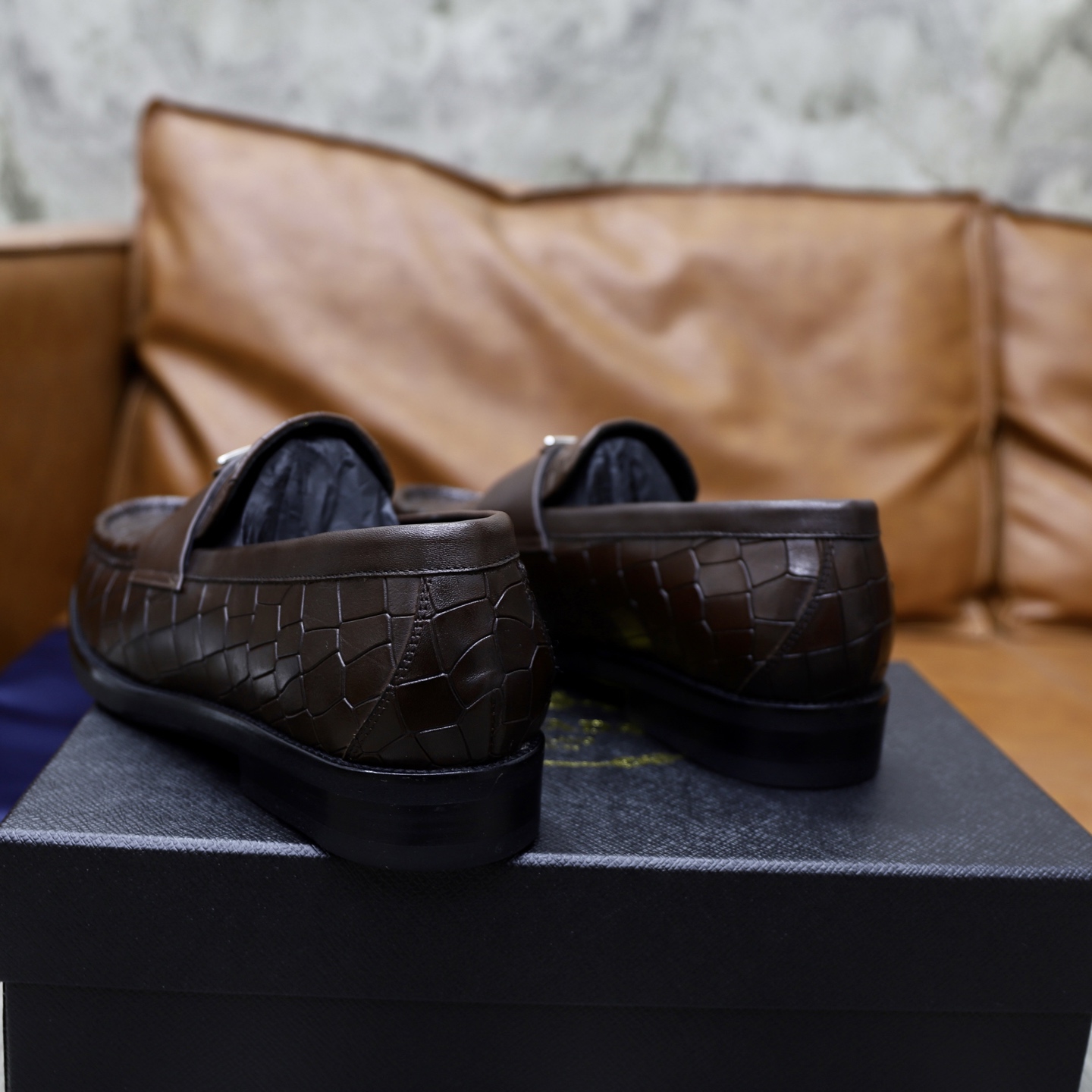 Prada Men's Leather Loafers with Crocodile Embossed Design, Sizes 38-44 8 i1745166034305 2332 0 6