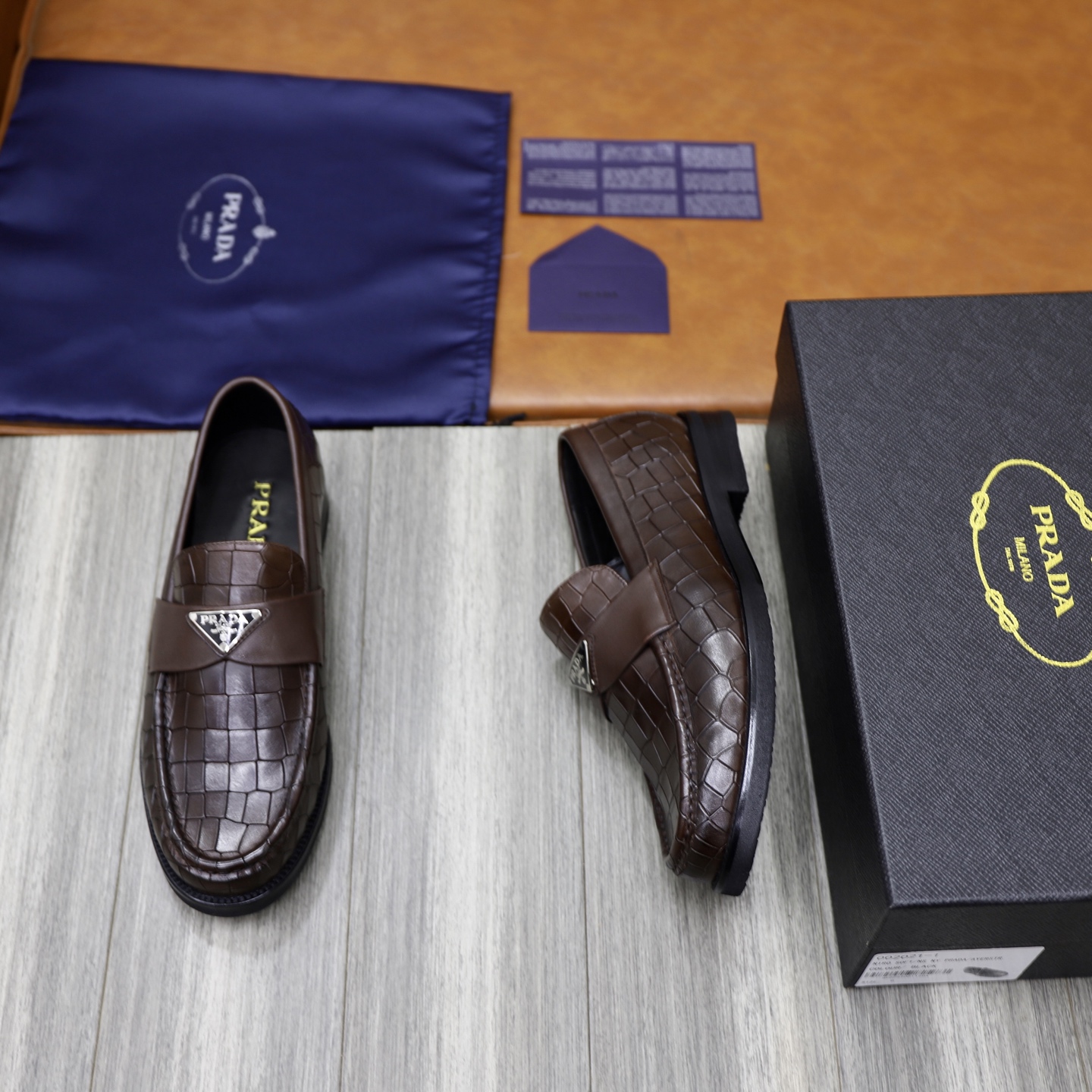 Prada Men's Leather Loafers with Crocodile Embossed Design, Sizes 38-44 3 i1745166035567 6279 0 1